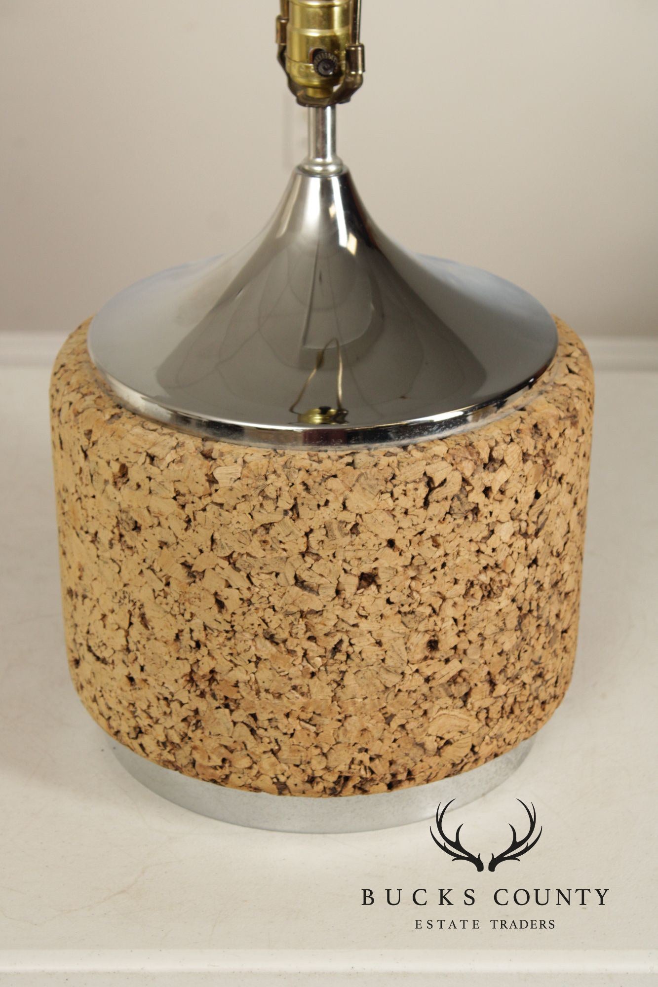 Mid Century Modern Pair of Cork Table Lamps