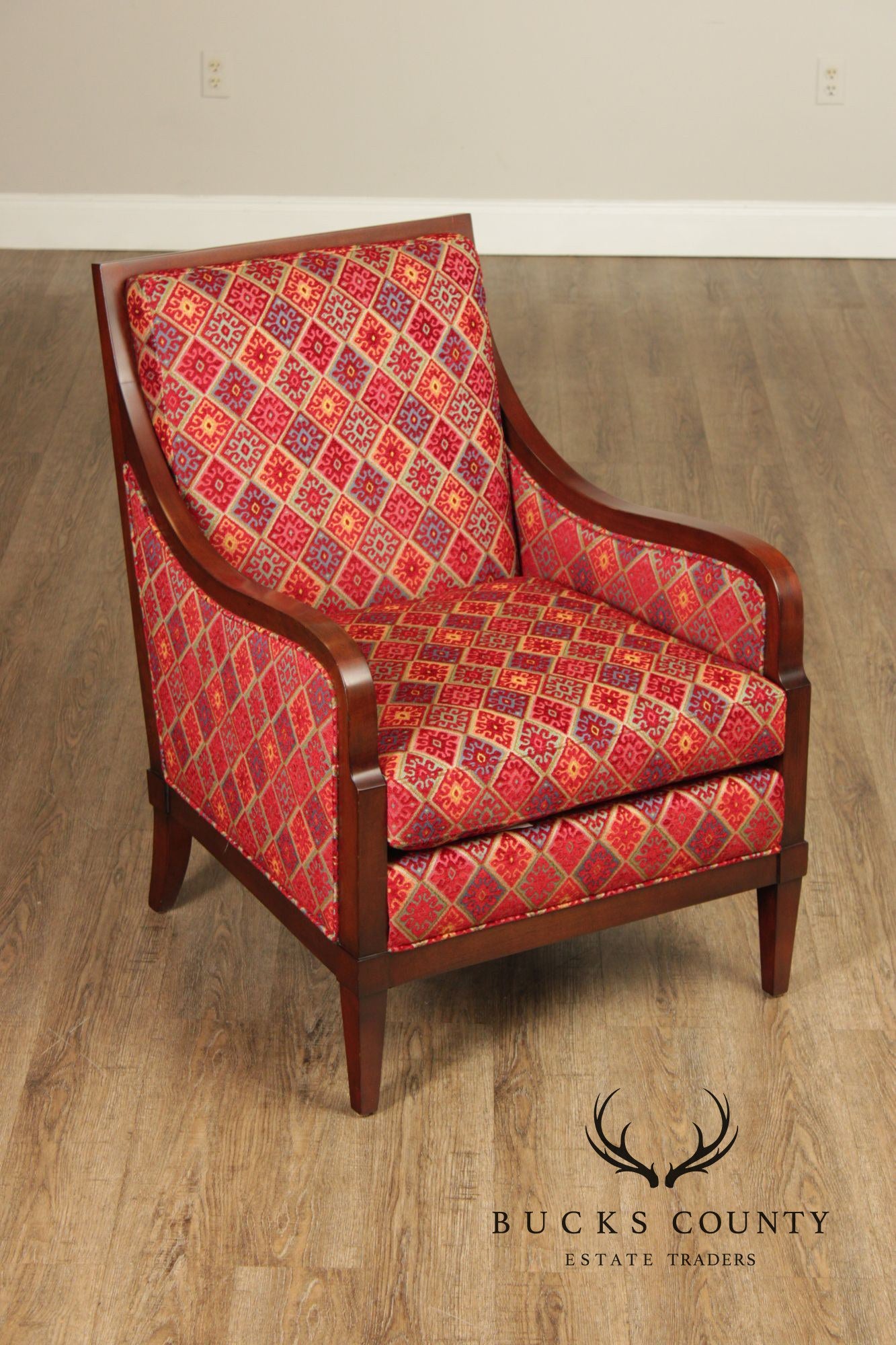Hancock & Moore Pair Of Mahogany Framed Transitional Lounge Chairs