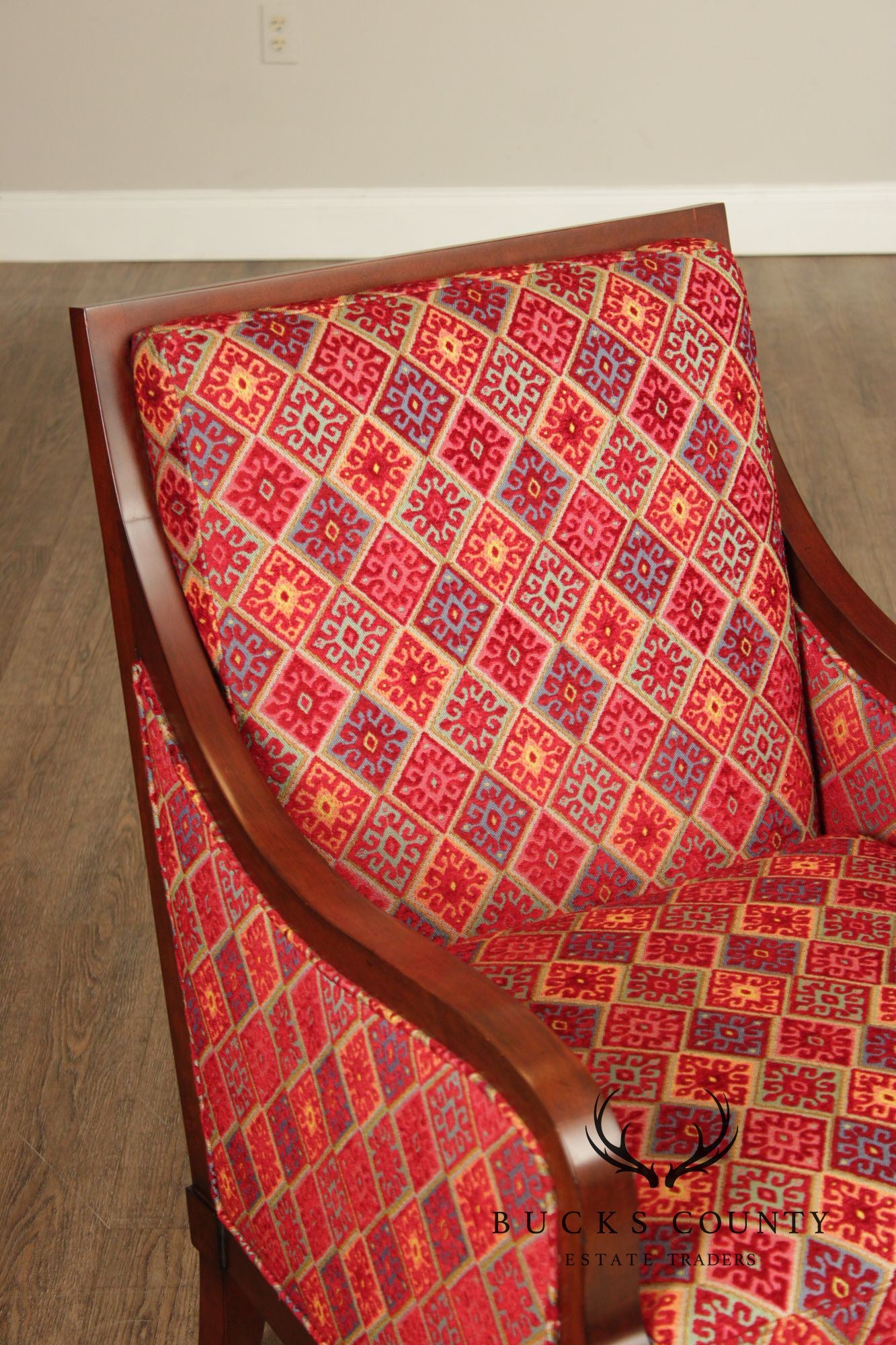Hancock & Moore Pair Of Mahogany Framed Transitional Lounge Chairs