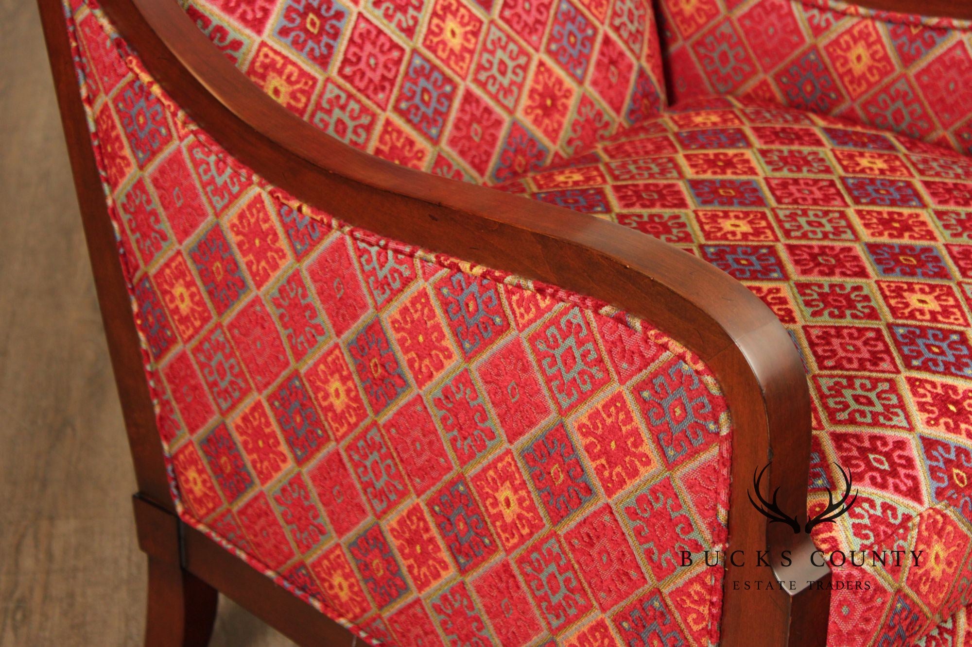 Hancock & Moore Pair Of Mahogany Framed Transitional Lounge Chairs