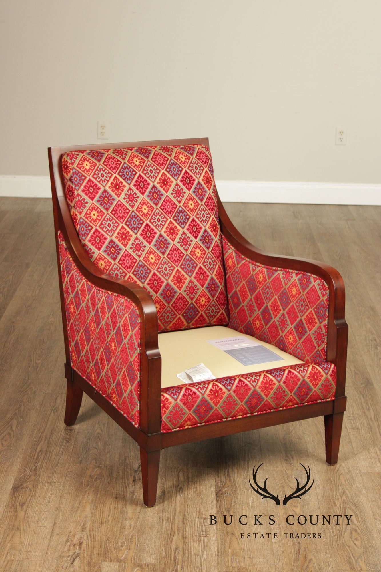 Hancock & Moore Pair Of Mahogany Framed Transitional Lounge Chairs