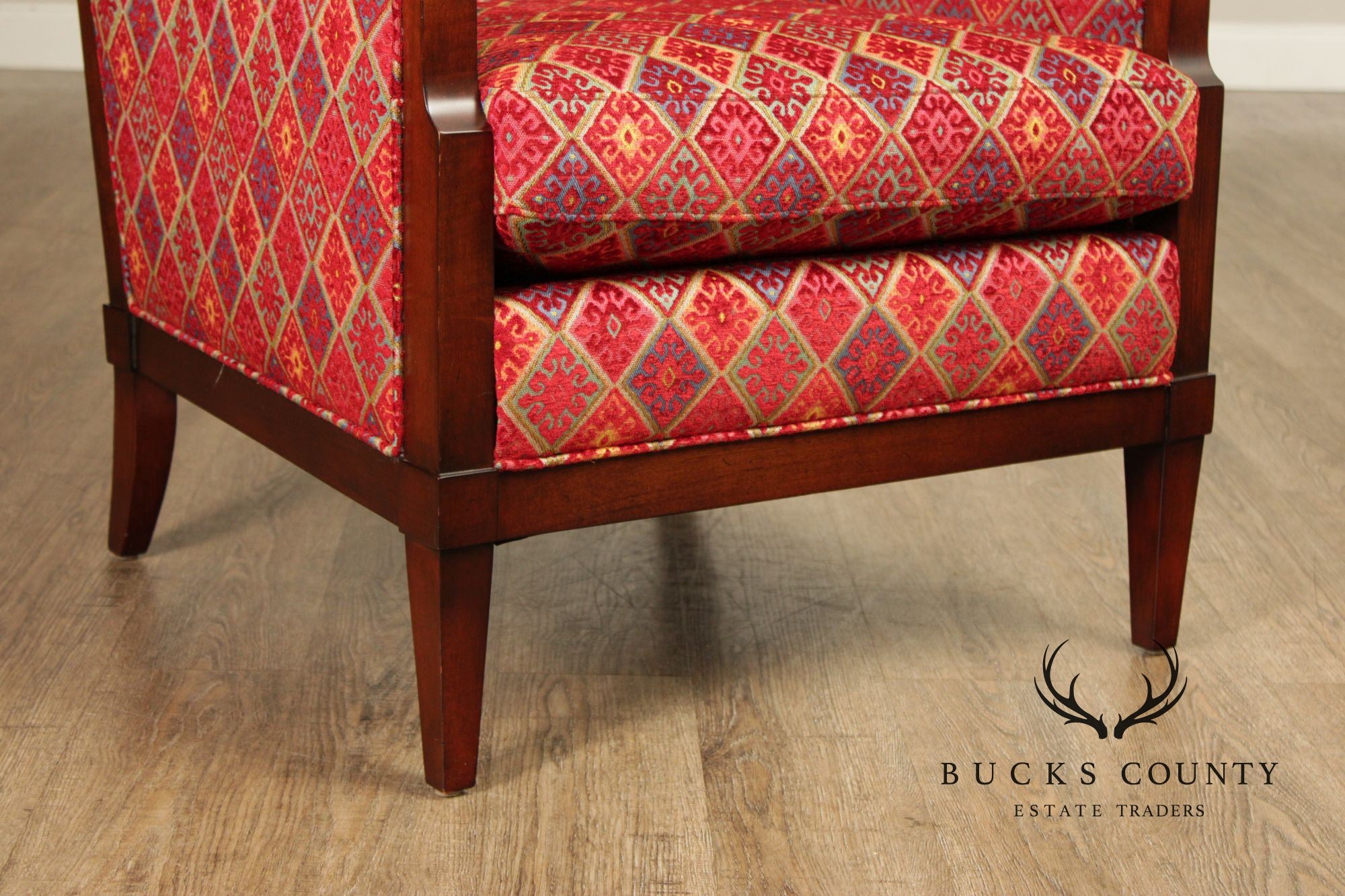 Hancock & Moore Pair Of Mahogany Framed Transitional Lounge Chairs