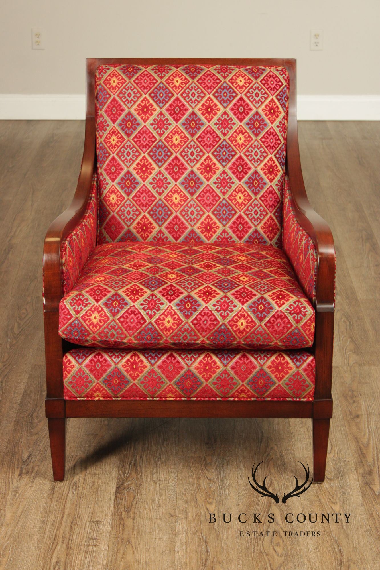 Hancock & Moore Pair Of Mahogany Framed Transitional Lounge Chairs