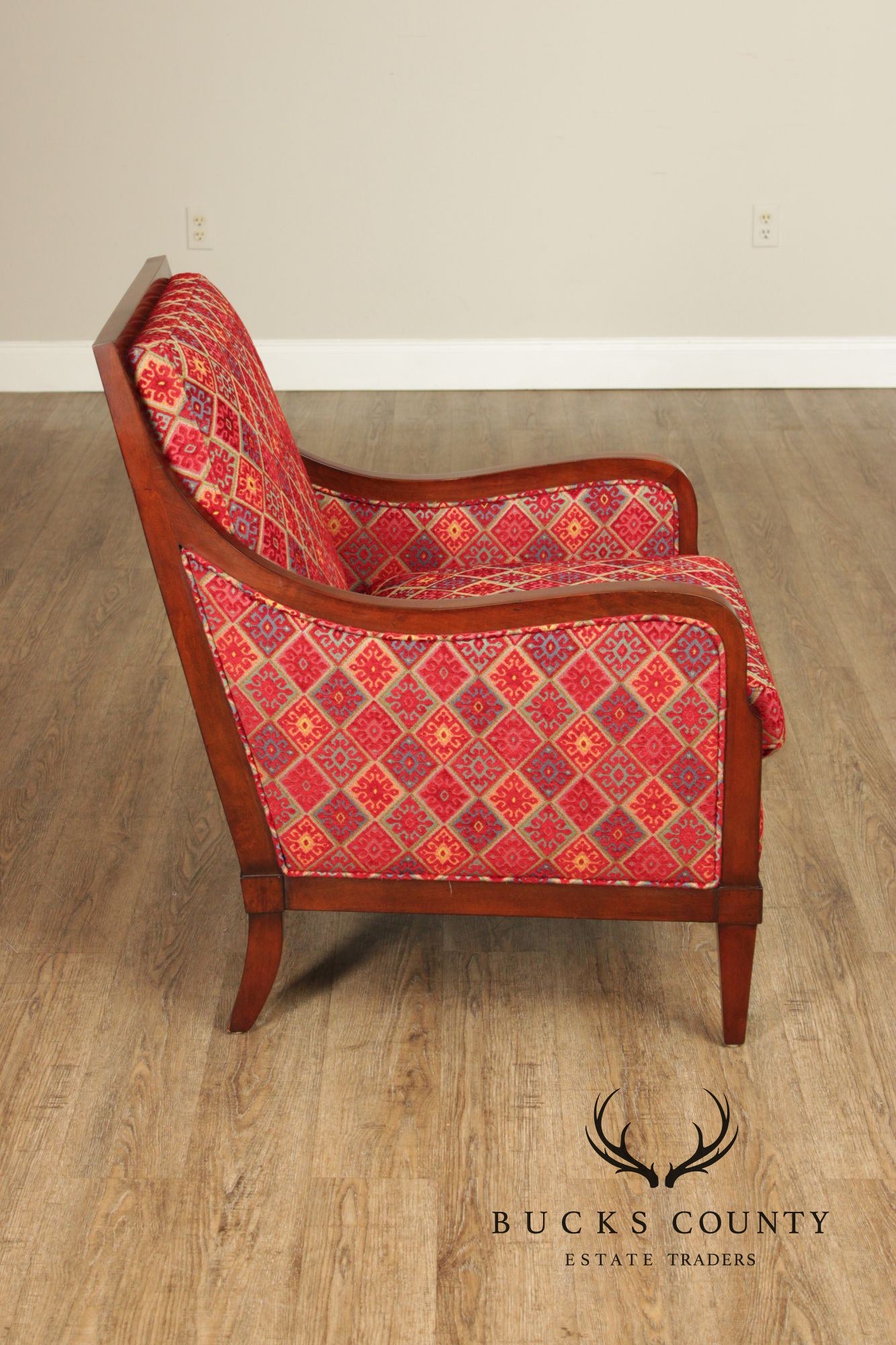 Hancock & Moore Pair Of Mahogany Framed Transitional Lounge Chairs