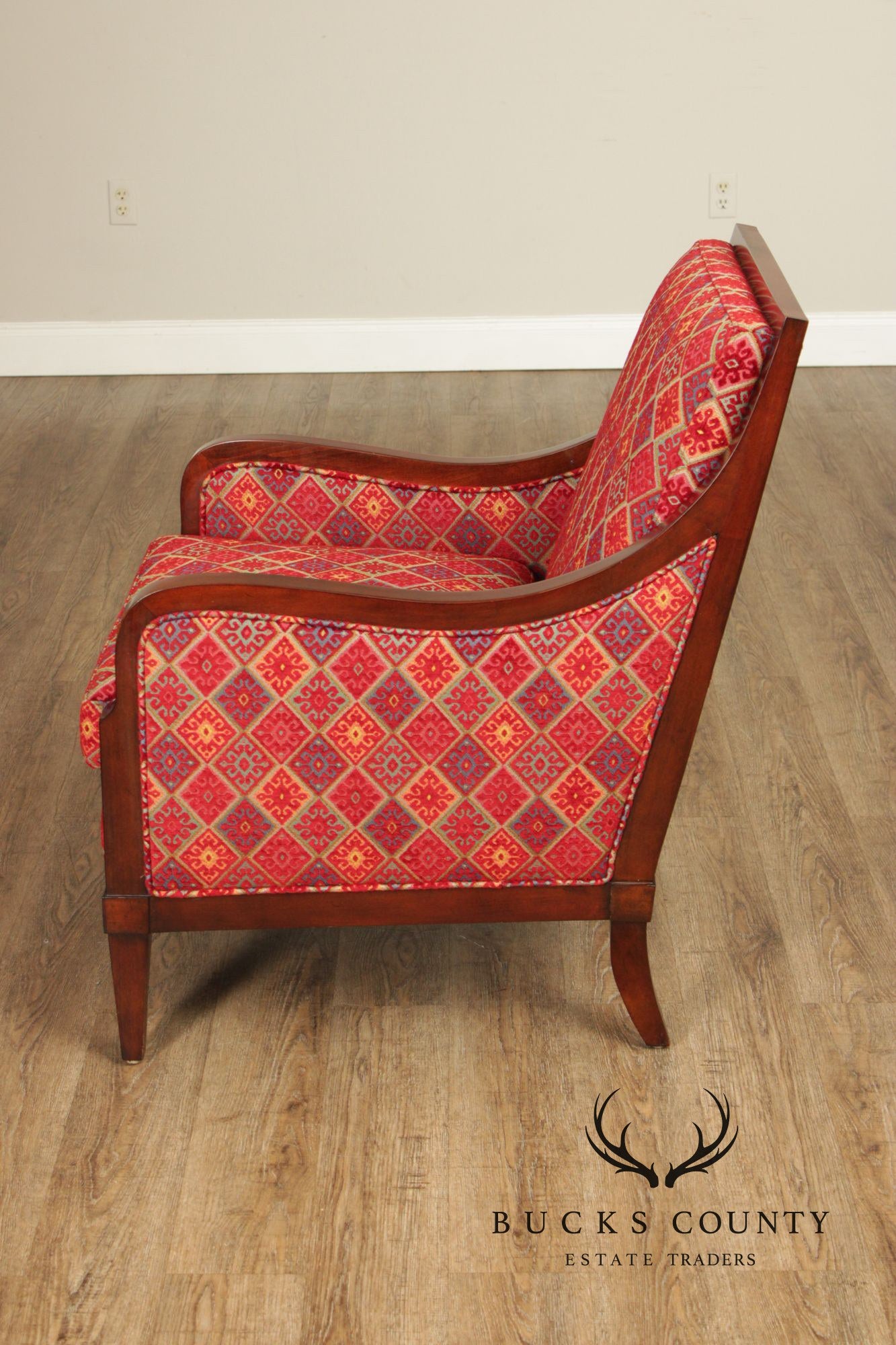 Hancock & Moore Pair Of Mahogany Framed Transitional Lounge Chairs