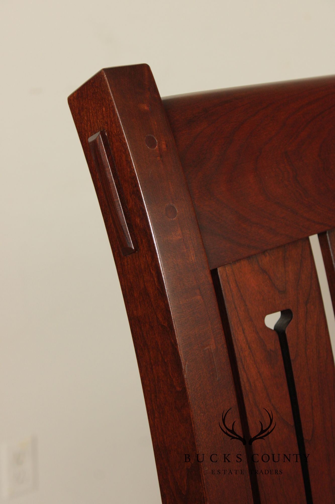 Stickley Cherry Queen Sleigh Bed With Slatted Headboard