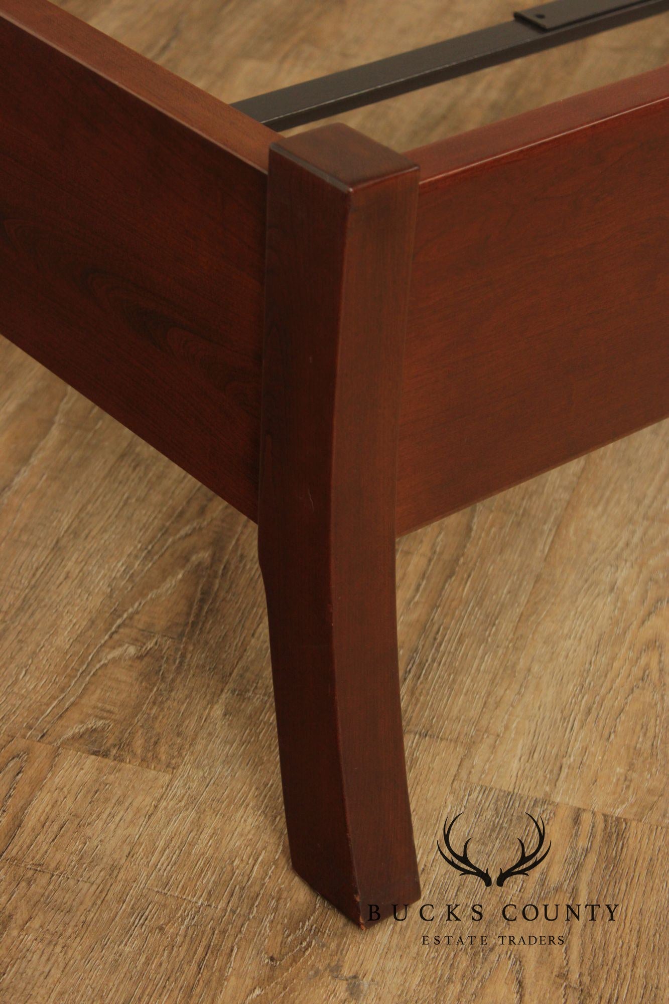 Stickley Cherry Queen Sleigh Bed With Slatted Headboard