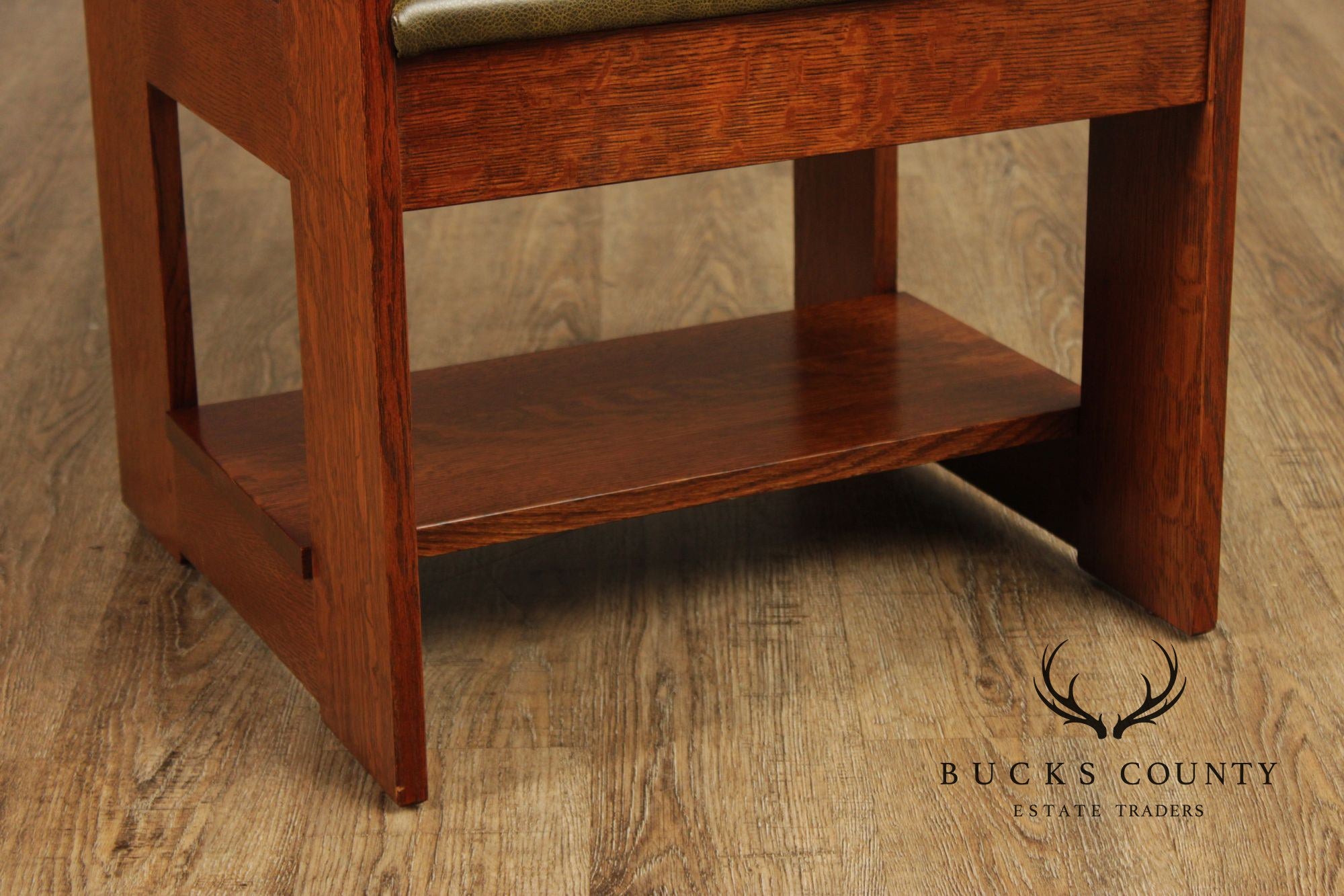 Stickley Mission Collection Oak And Leather Cafe Arm Chair