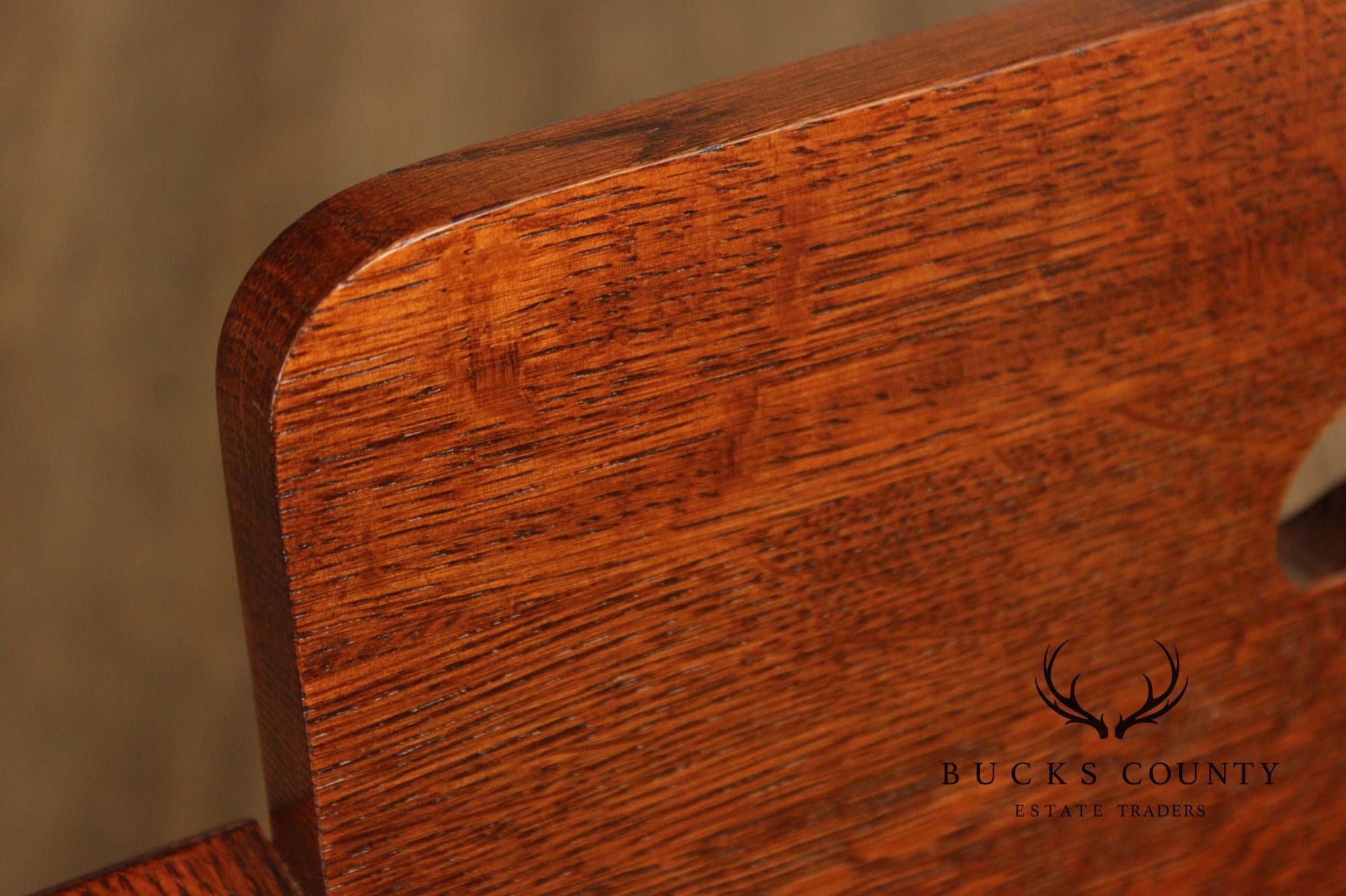 Stickley Mission Collection Oak And Leather Cafe Arm Chair
