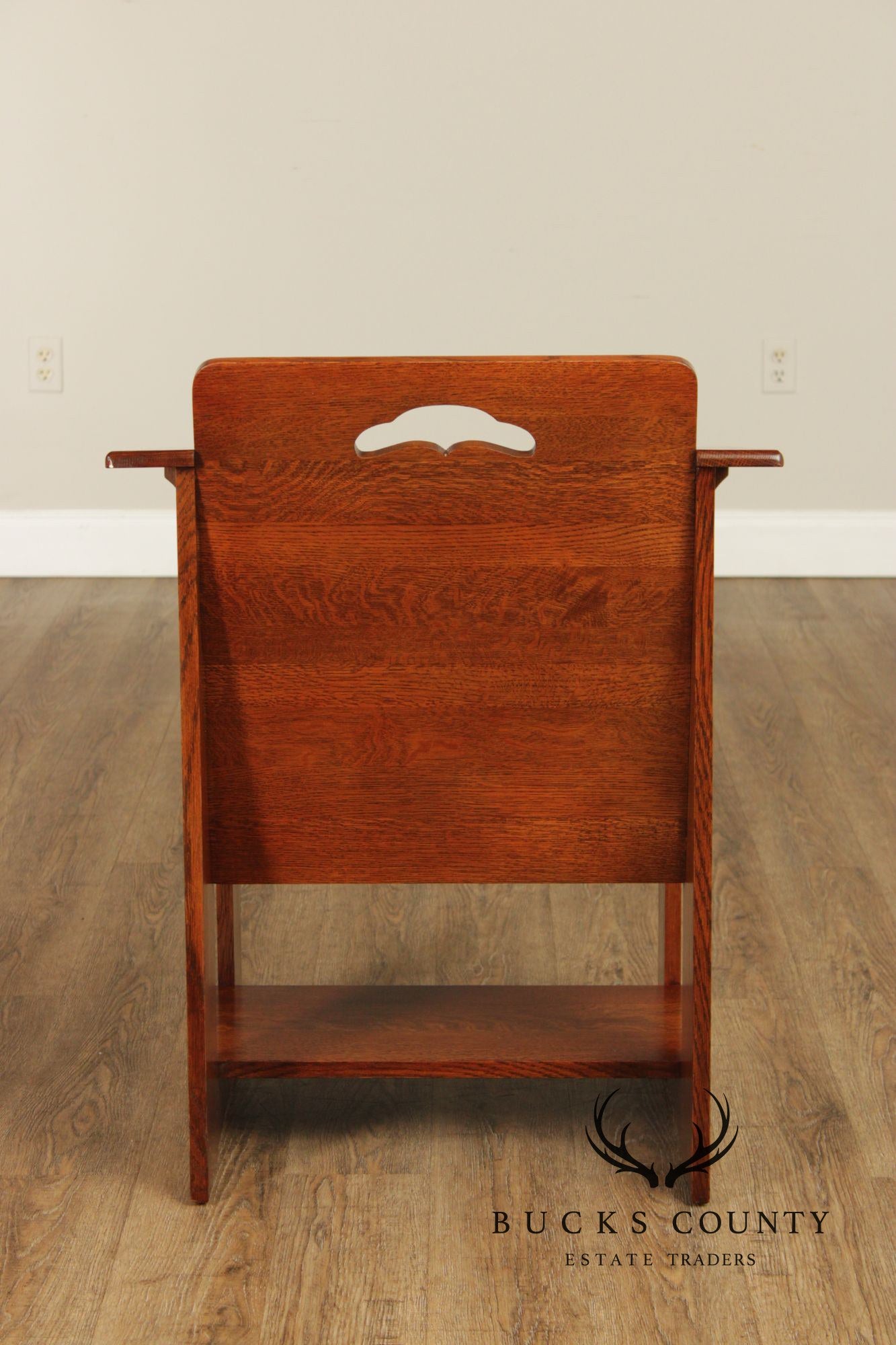Stickley Mission Collection Oak And Leather Cafe Arm Chair