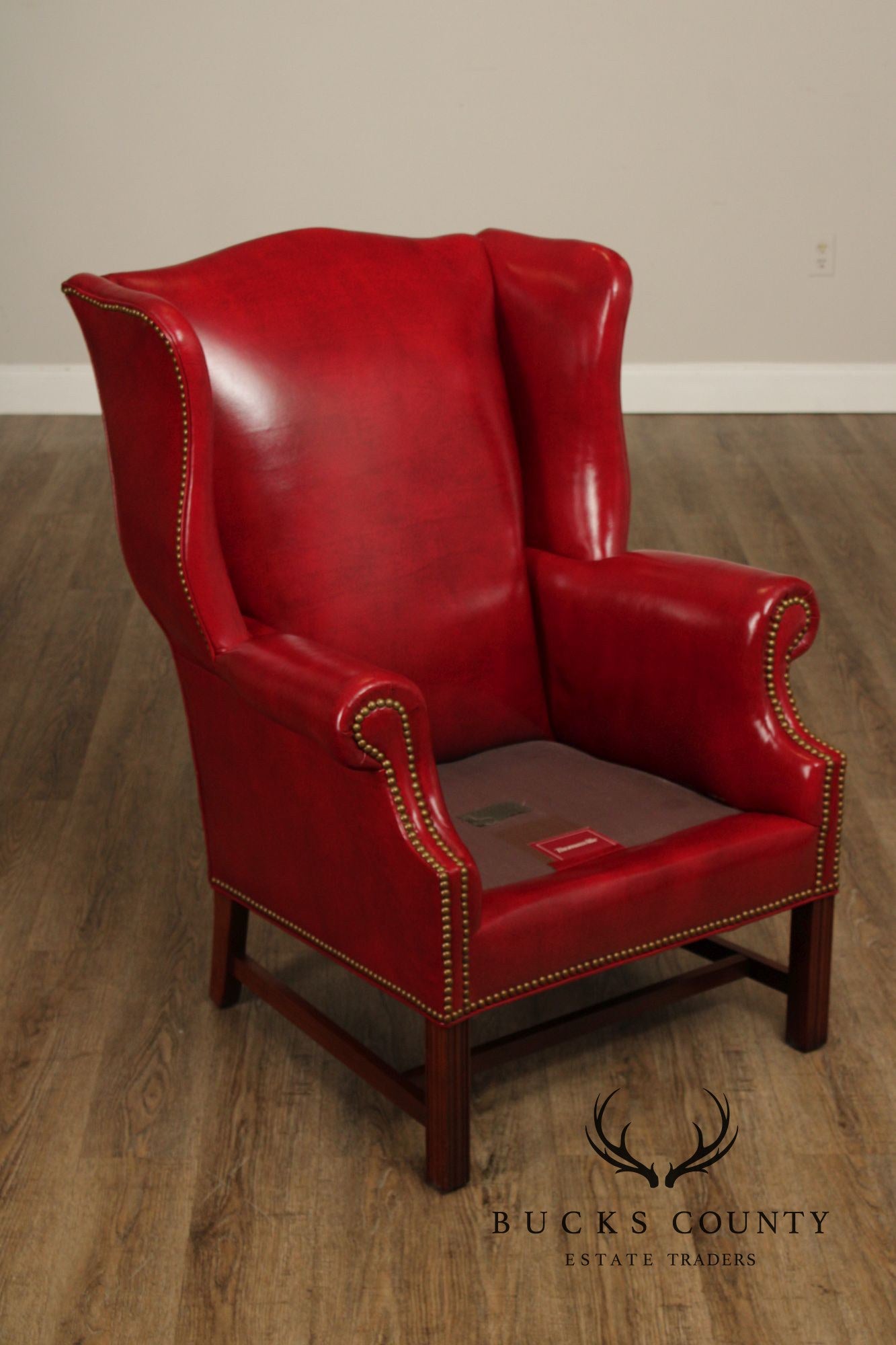 Thomasville Chippendale Style Leather Wing Chair