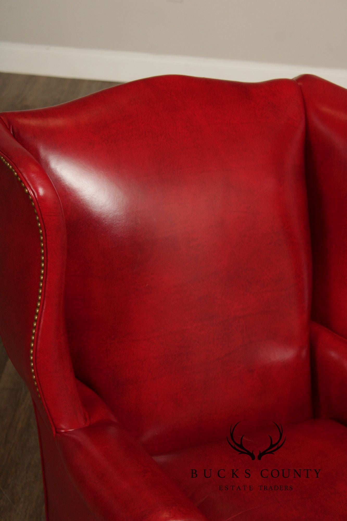 Thomasville Chippendale Style Leather Wing Chair