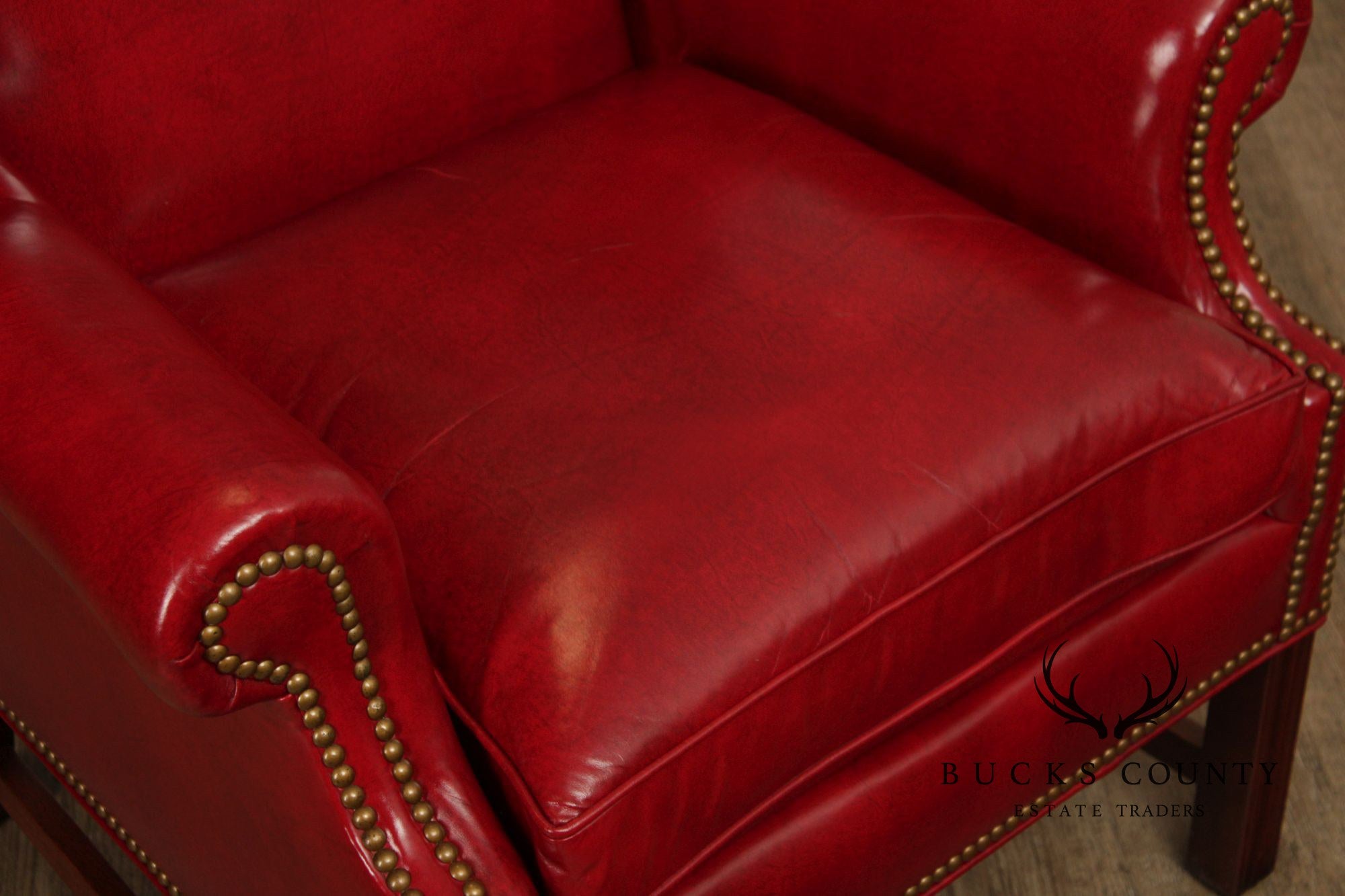 Thomasville Chippendale Style Leather Wing Chair