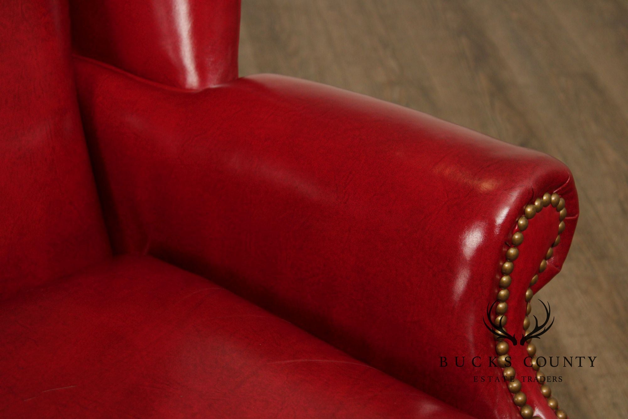 Thomasville Chippendale Style Leather Wing Chair