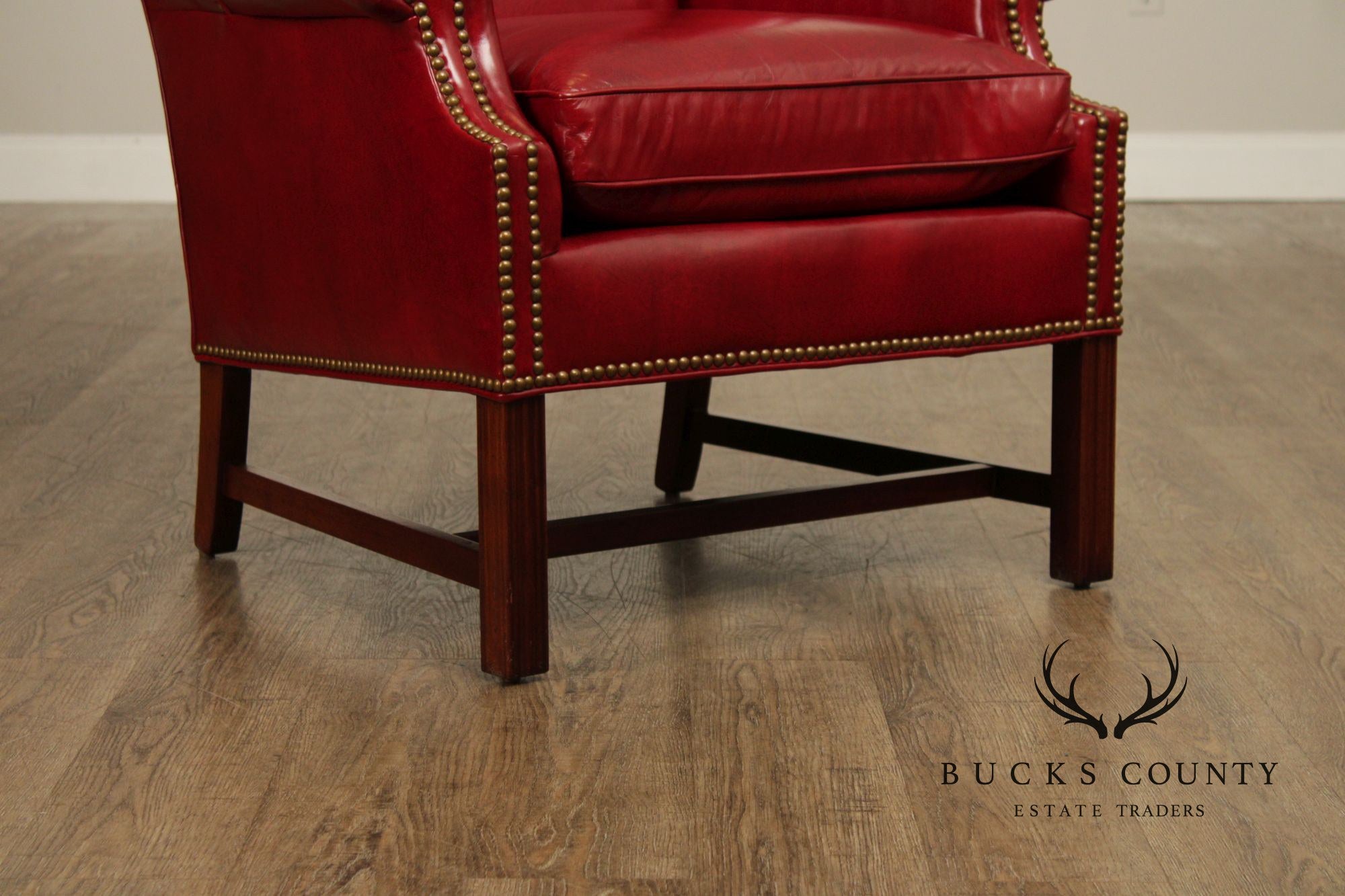 Thomasville Chippendale Style Leather Wing Chair