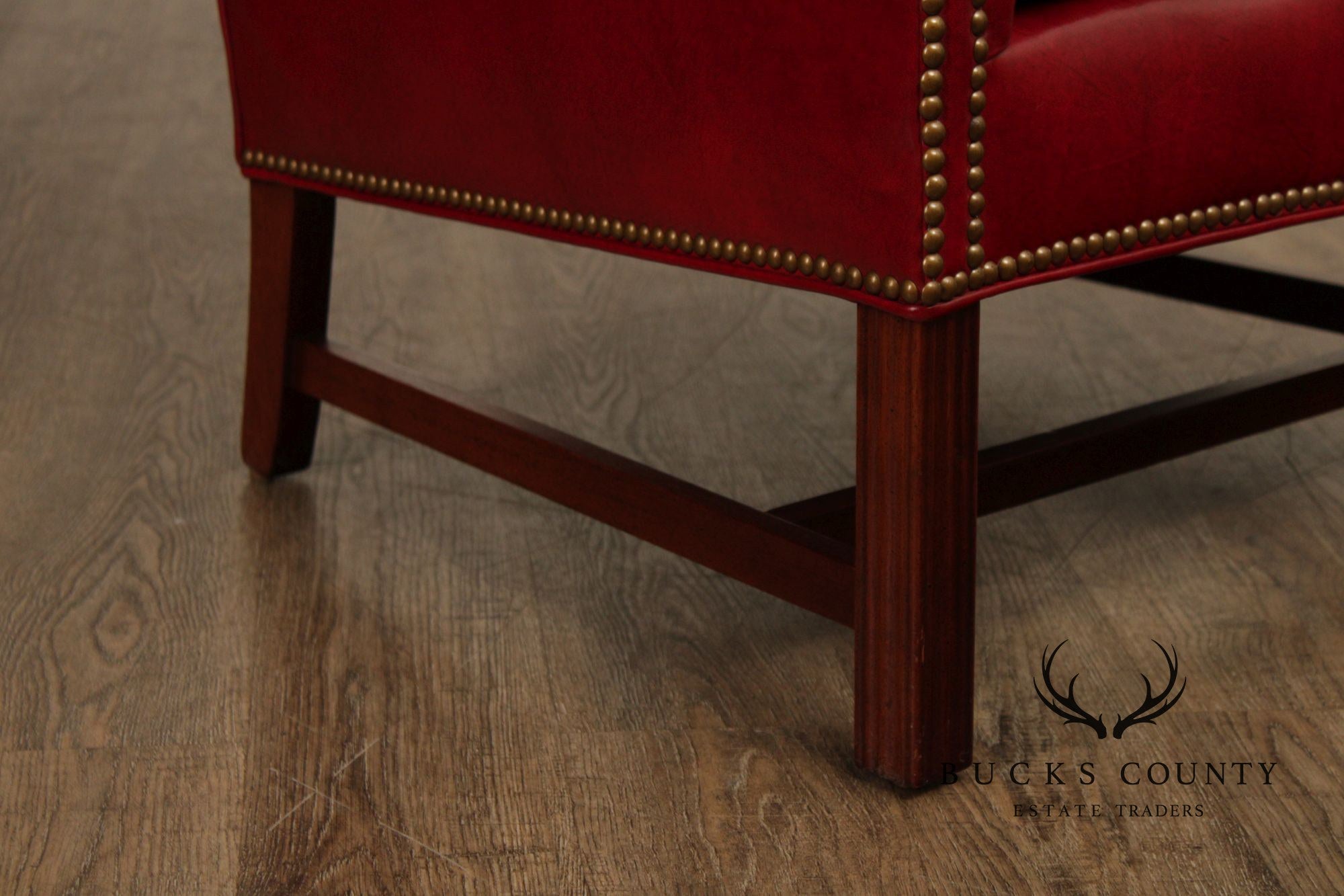 Thomasville Chippendale Style Leather Wing Chair