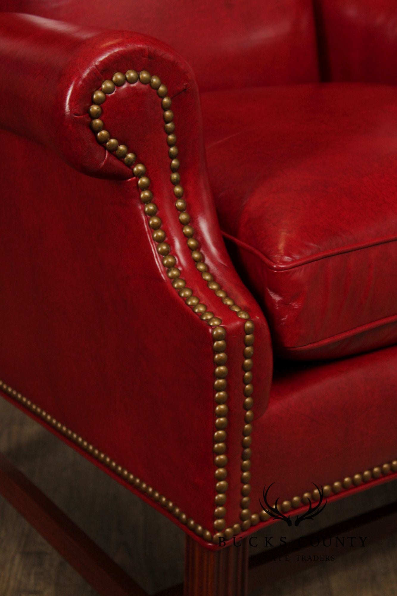 Thomasville Chippendale Style Leather Wing Chair
