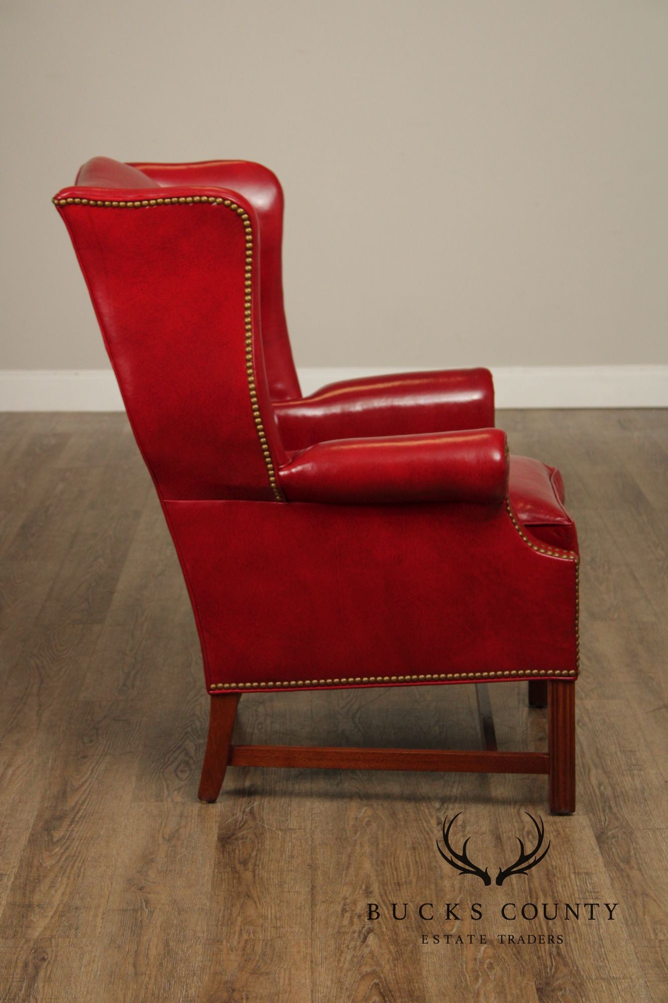 Thomasville Chippendale Style Leather Wing Chair