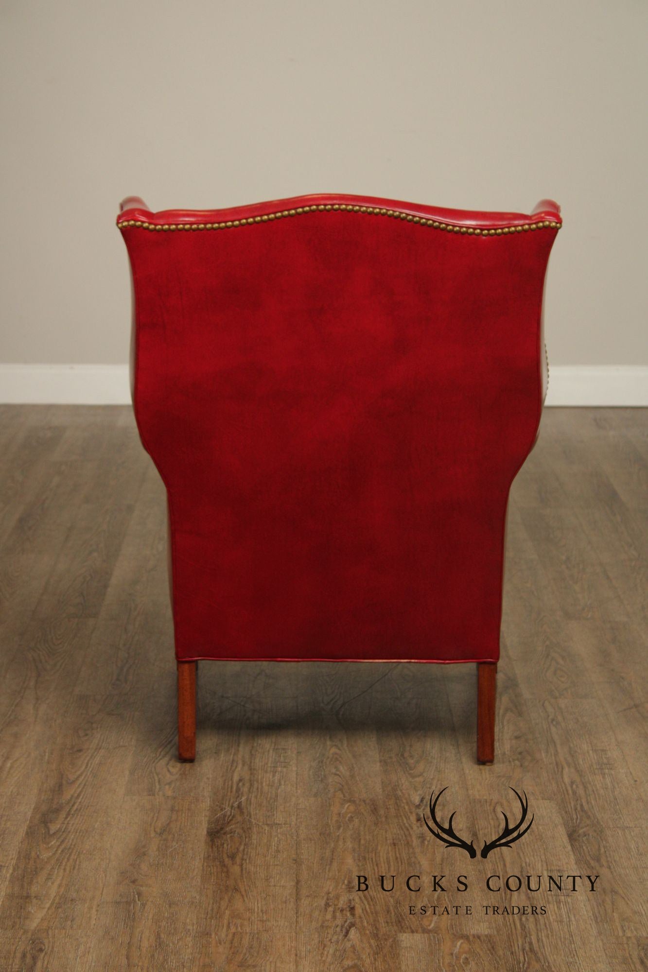 Thomasville Chippendale Style Leather Wing Chair