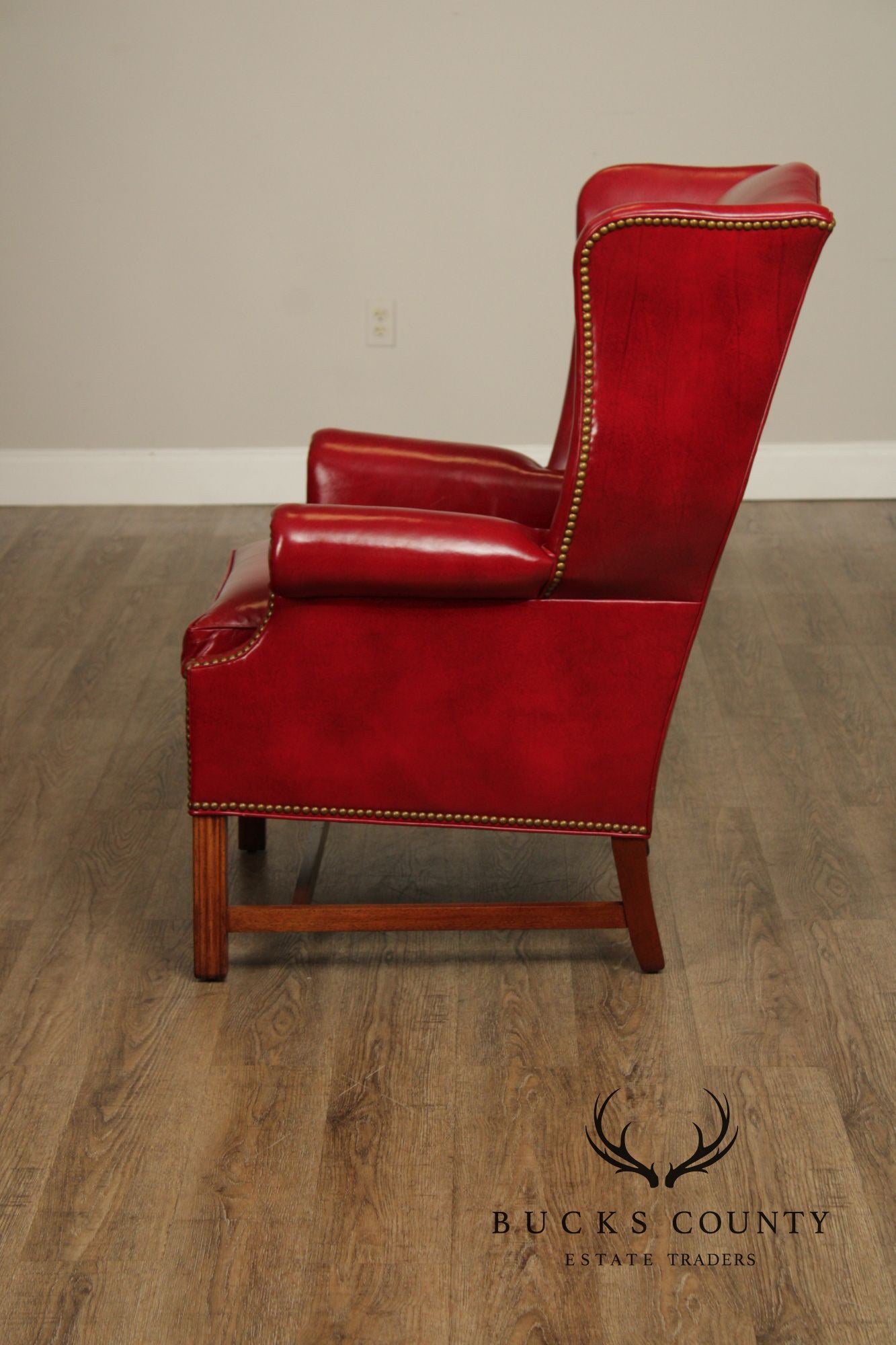 Thomasville Chippendale Style Leather Wing Chair