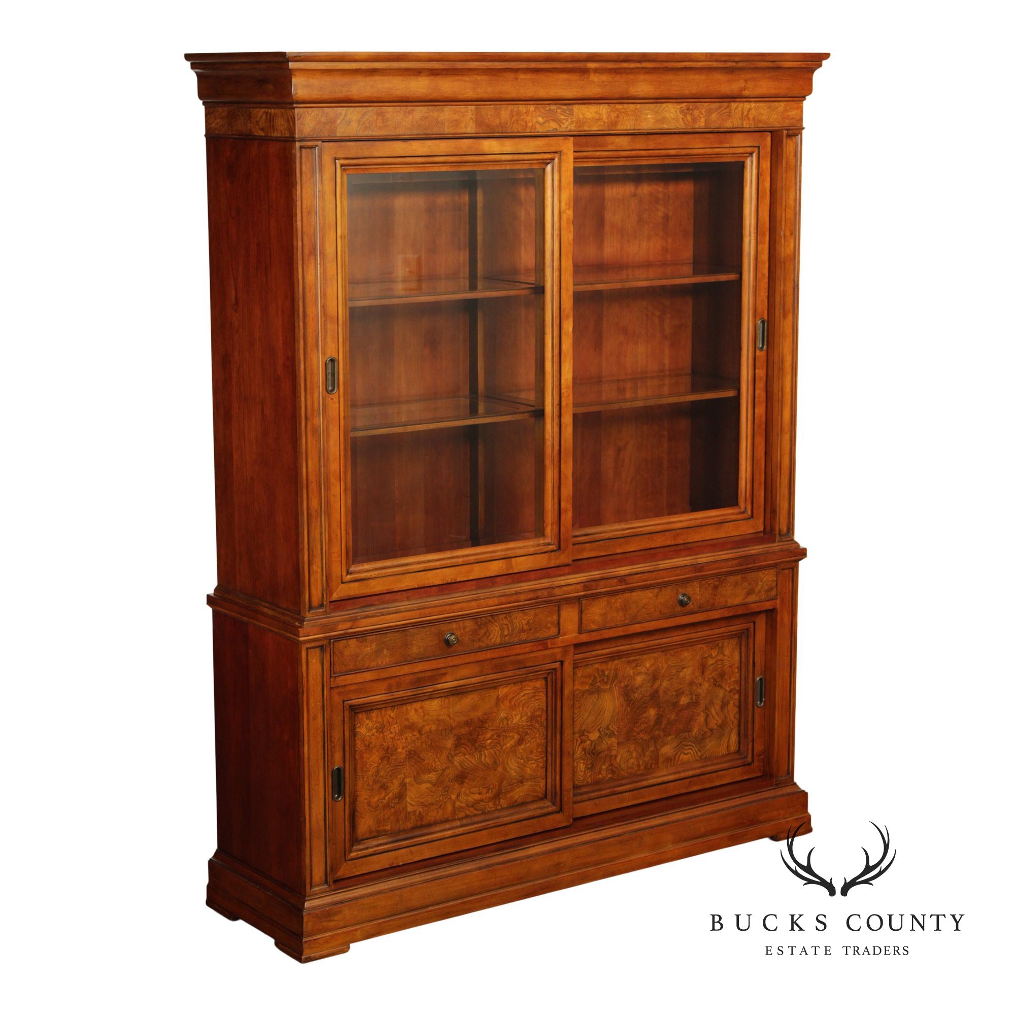 Ethan Allen Louis Philippe Style Burl Wood China Cabinet