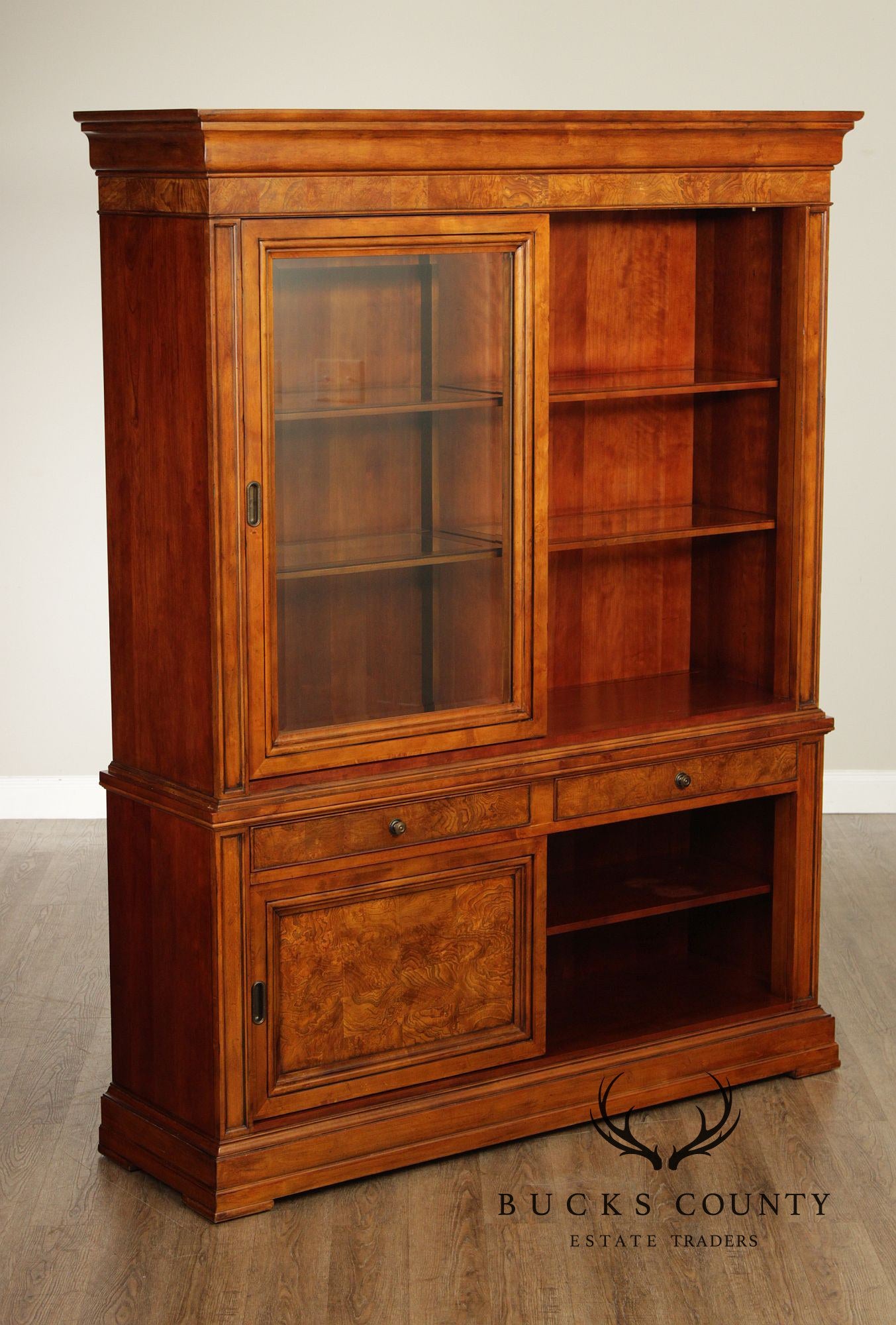 Ethan Allen Louis Philippe Style Burl Wood China Cabinet