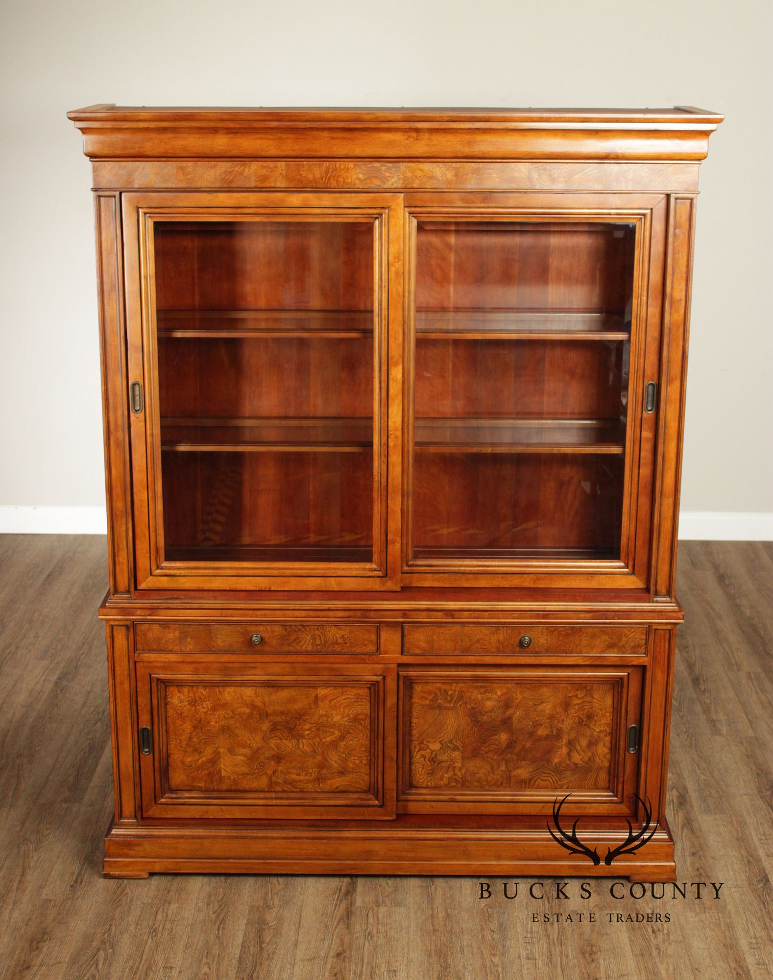 Ethan Allen Louis Philippe Style Burl Wood China Cabinet
