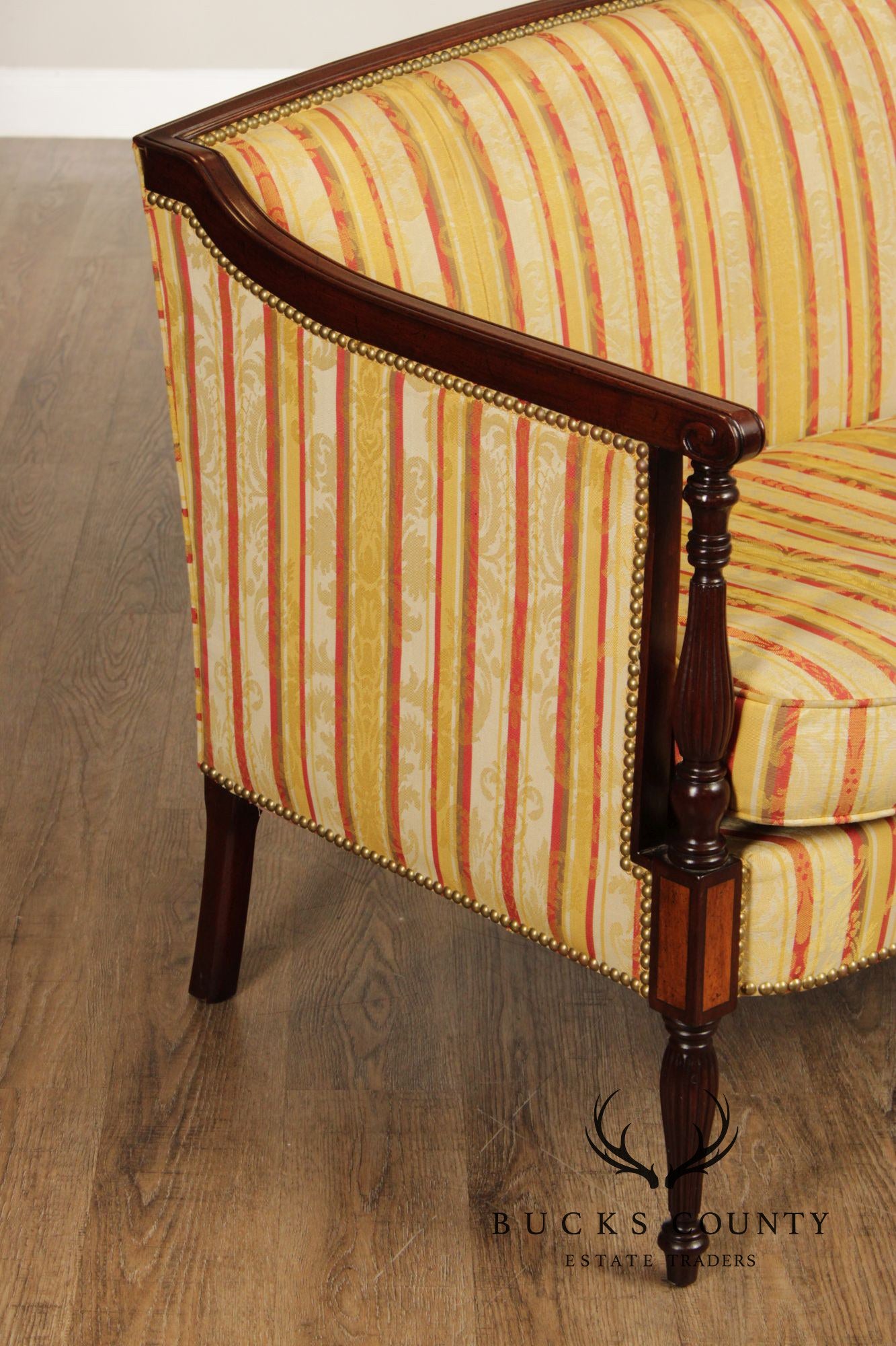 Sheraton Style Upholstered Mahogany Sofa