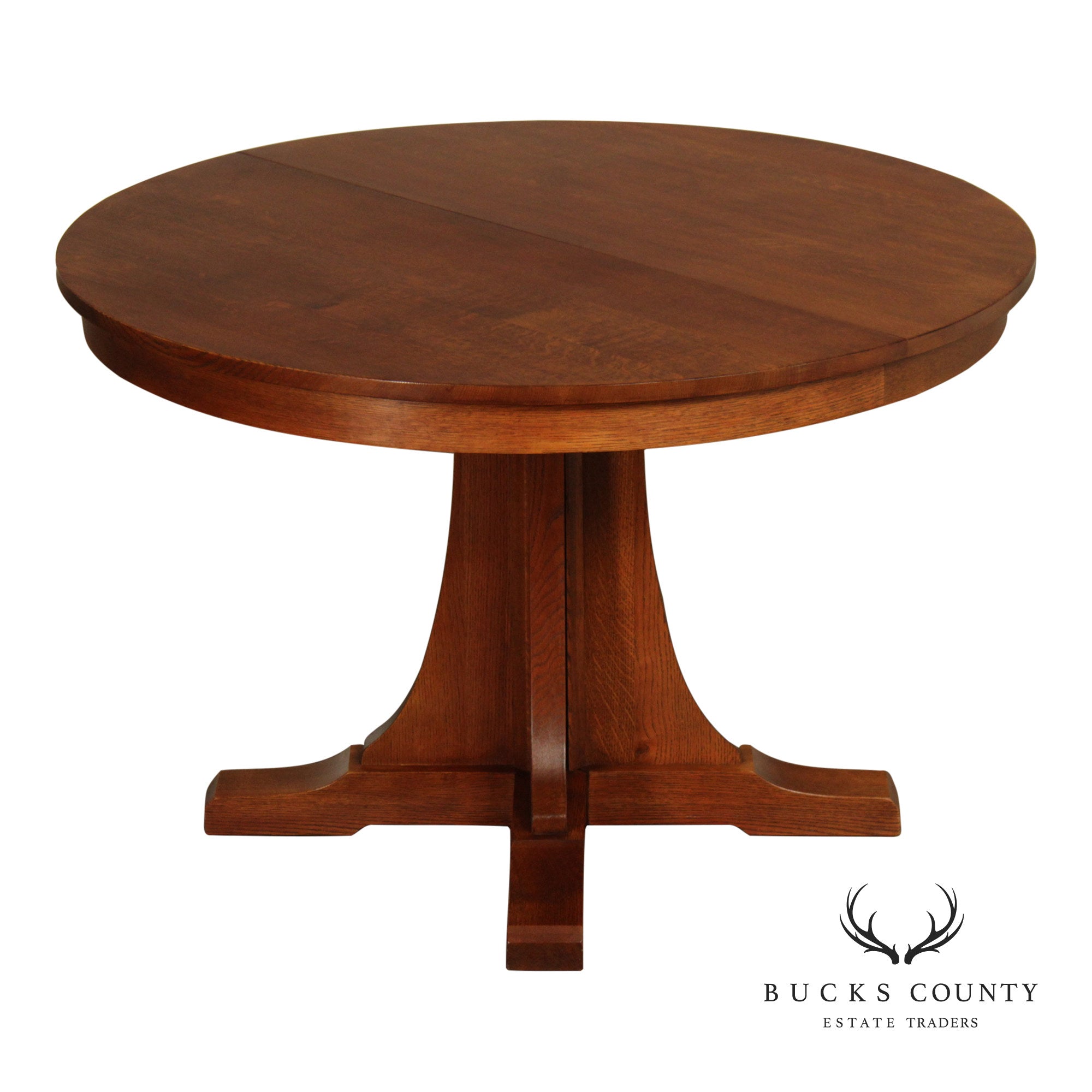 Stickley Mission Style Round Oak Pedestal Dining Table