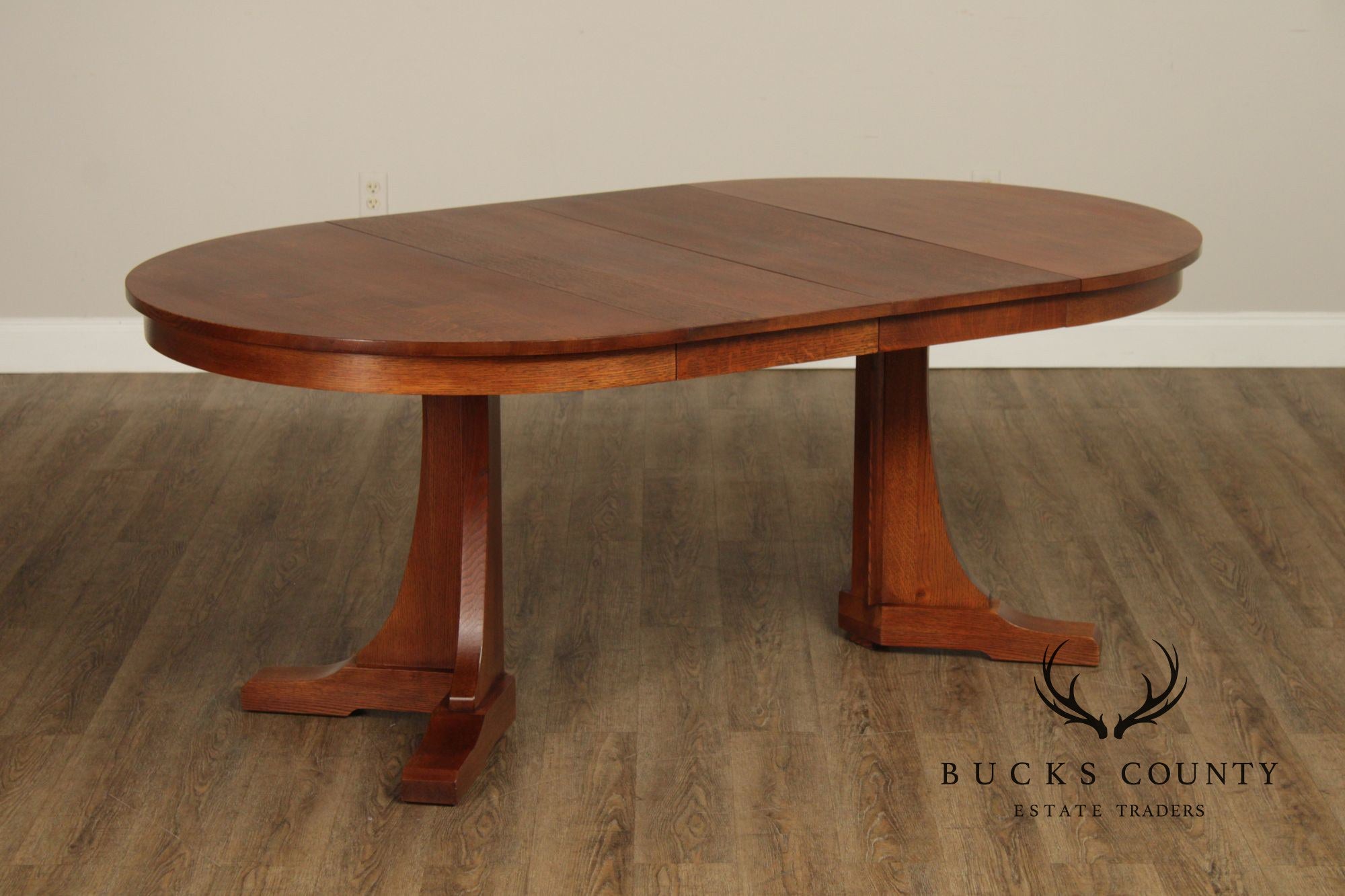 Stickley Mission Style Round Oak Pedestal Dining Table