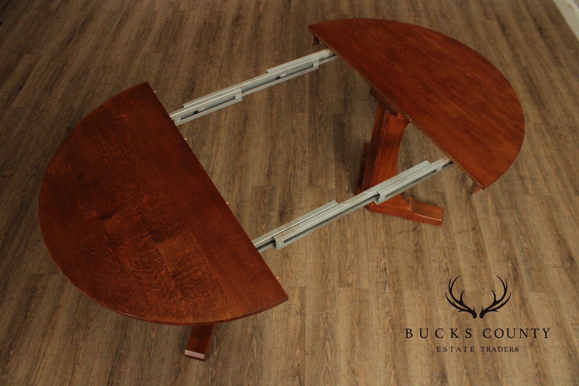 Stickley Mission Style Round Oak Pedestal Dining Table