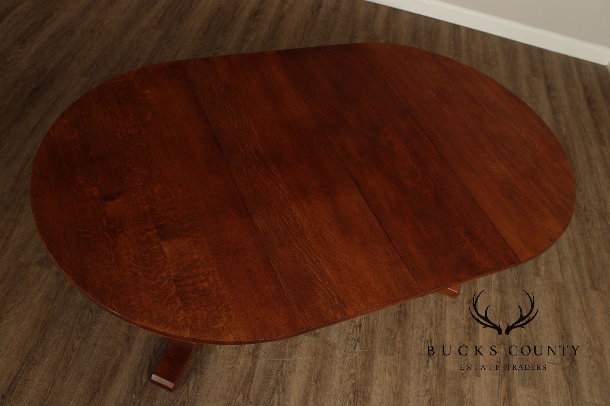 Stickley Mission Style Round Oak Pedestal Dining Table