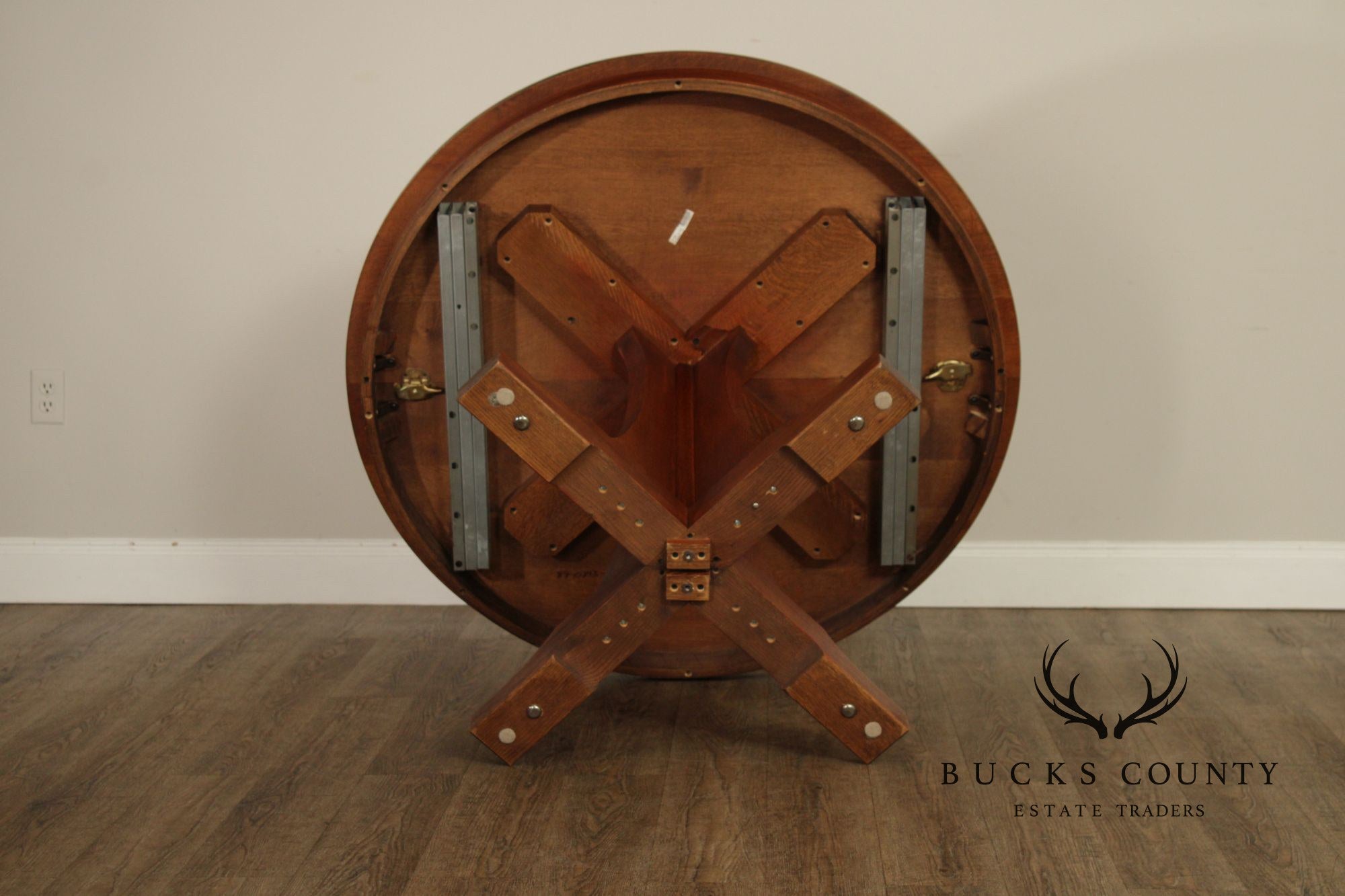Stickley Mission Style Round Oak Pedestal Dining Table