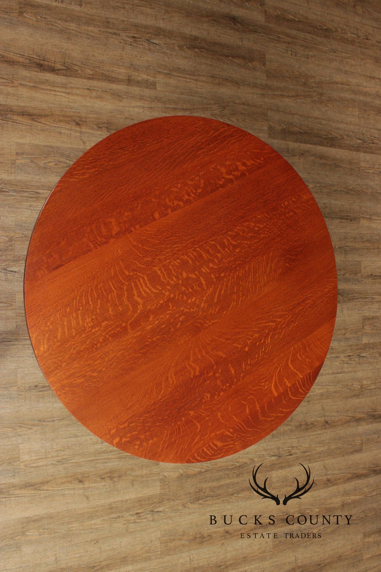 Stickley Mission Collection Round Oak Pedestal Dining Table