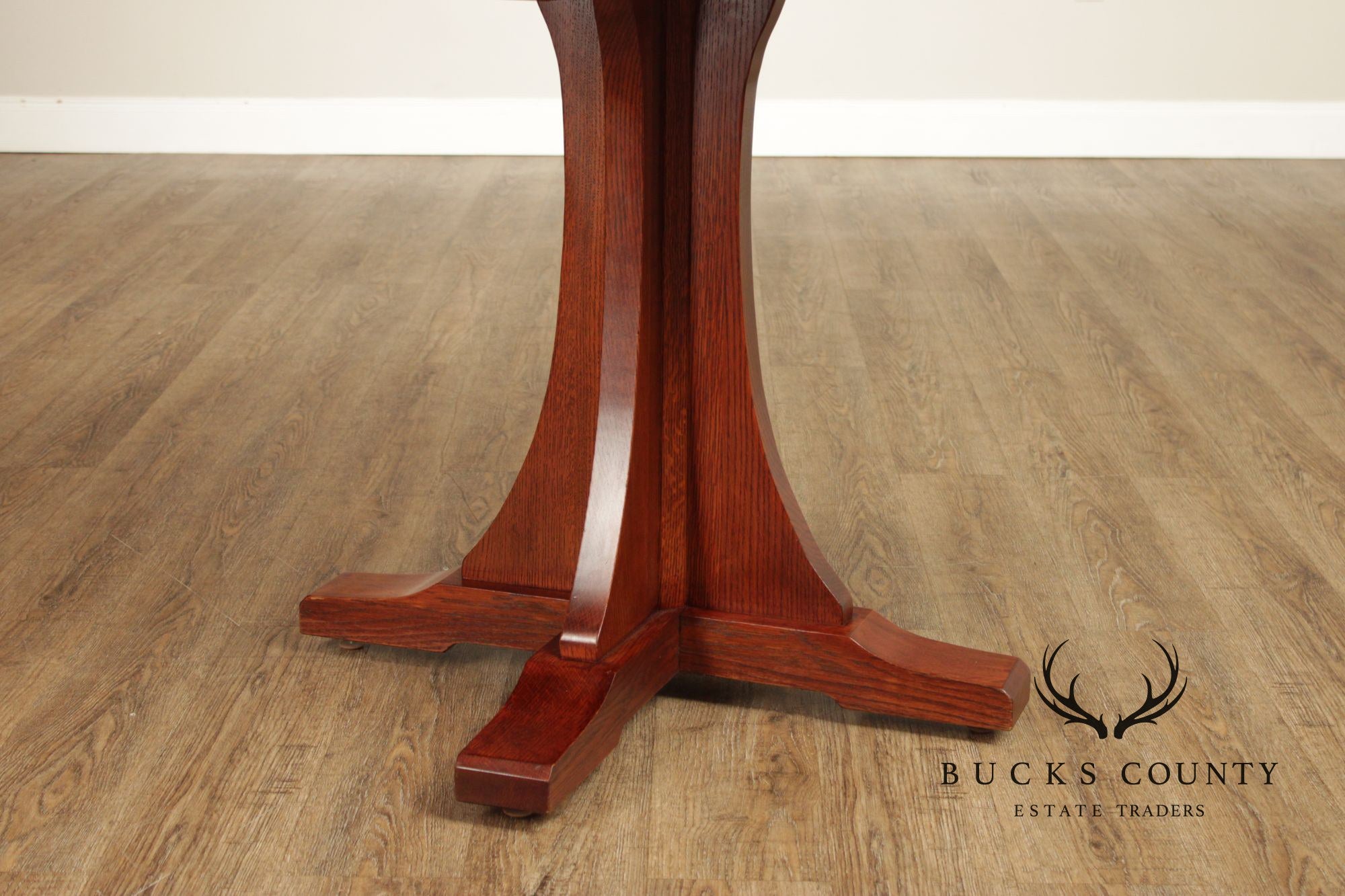 Stickley Mission Collection Round Oak Pedestal Dining Table