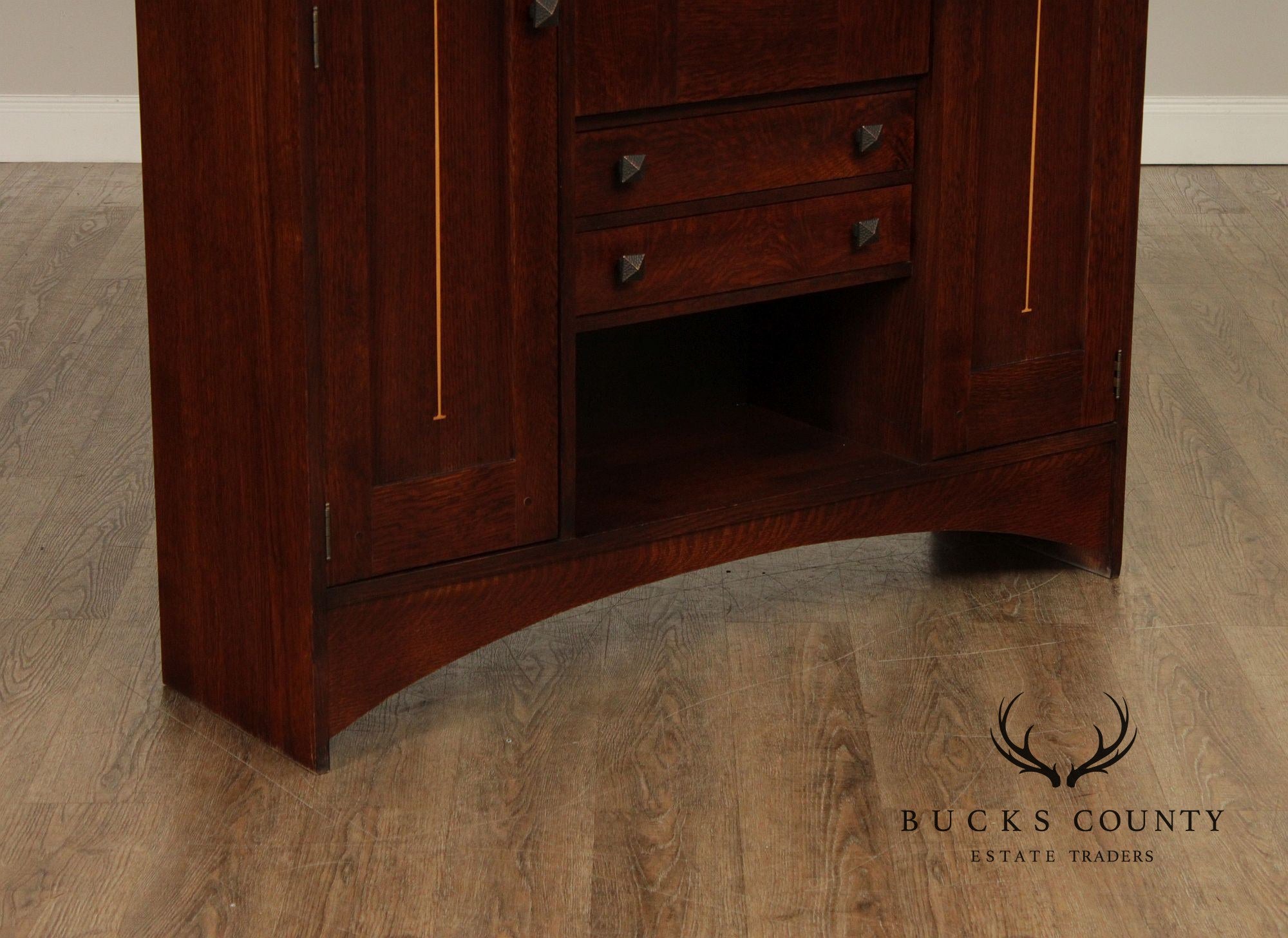 Stickley Harvey Ellis Collection Mission Oak Fall-Front Bookcase With Wood Doors