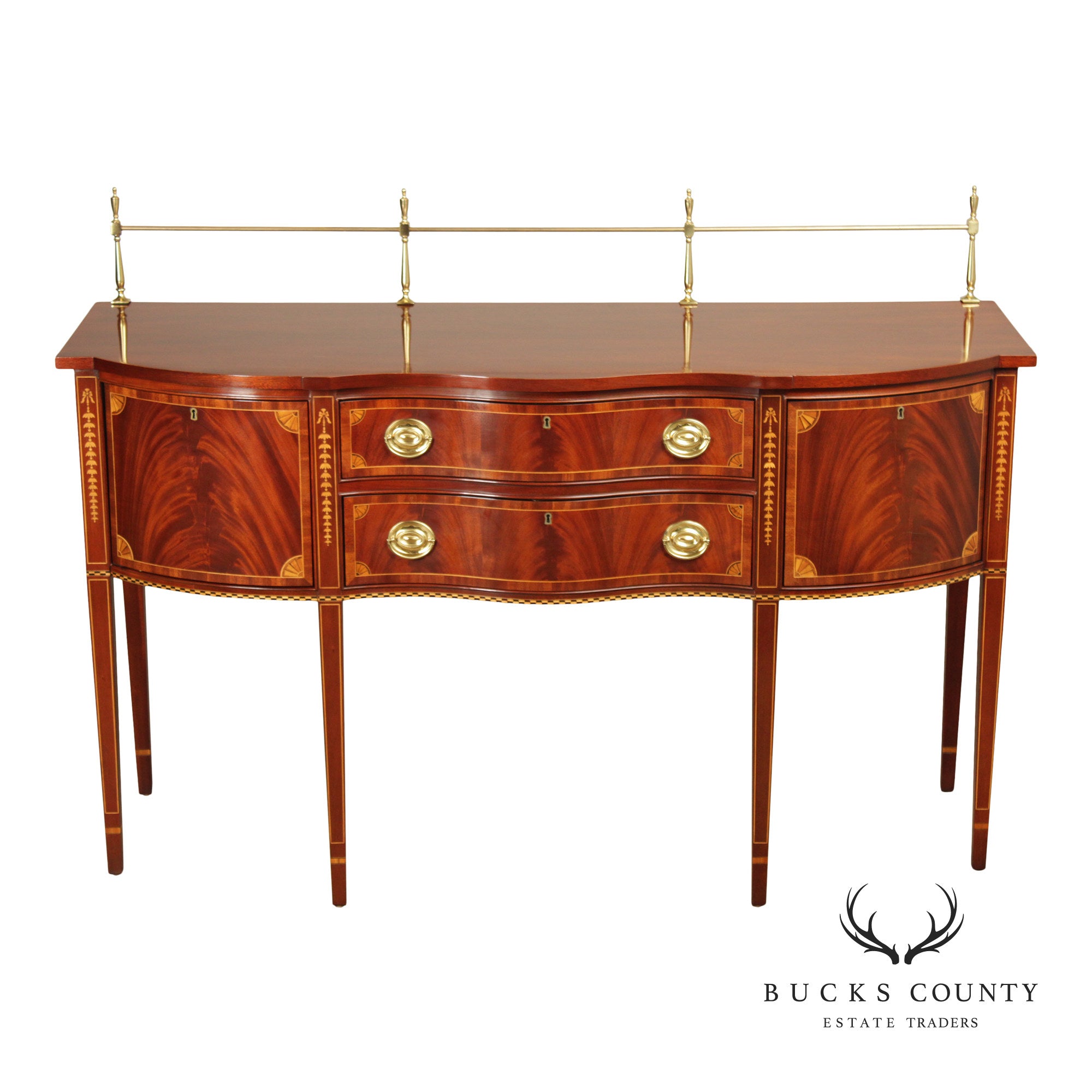 Councill Craftsmen Federal Style Inlaid Flame Mahogany Sideboard