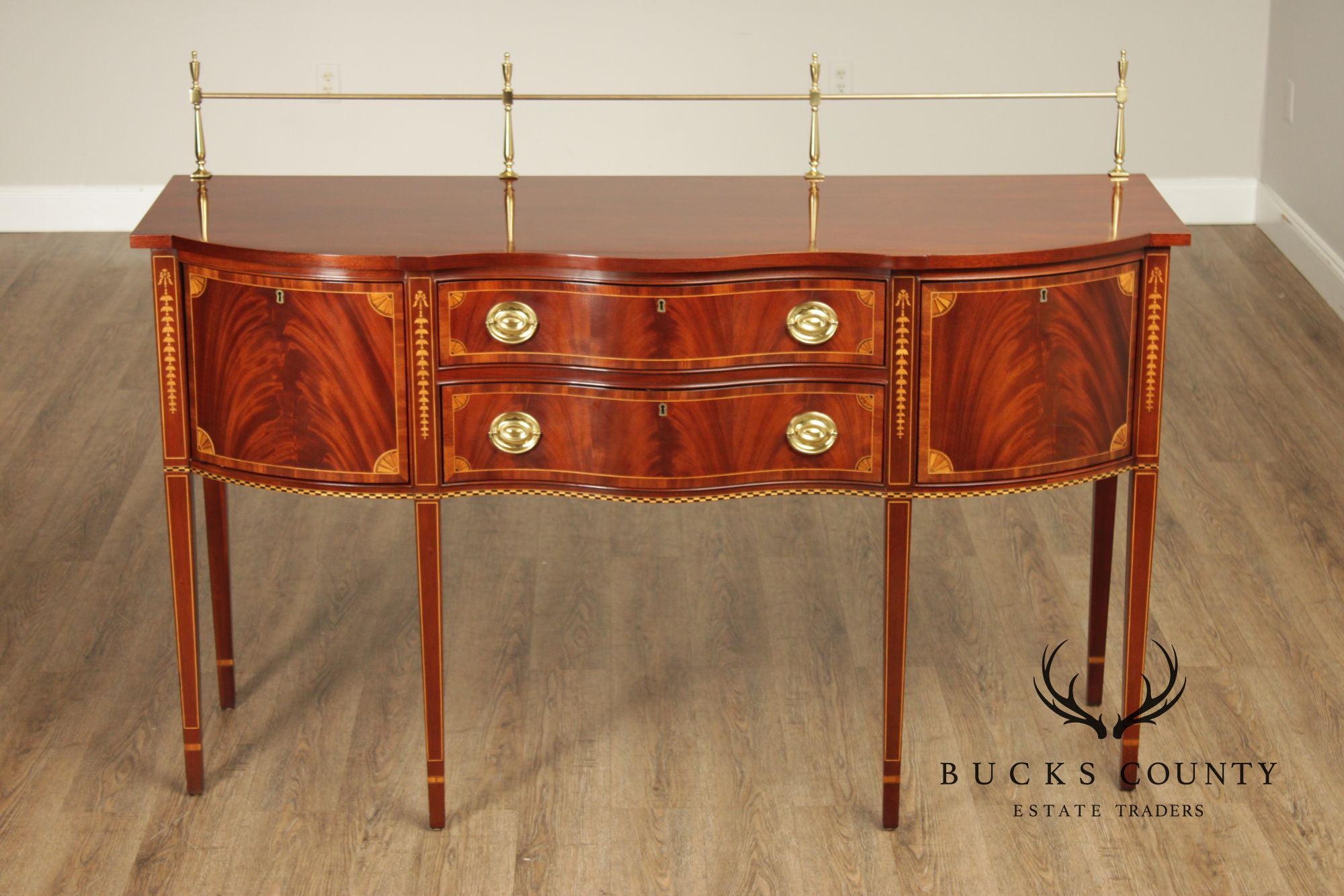 Councill Craftsmen Federal Style Inlaid Flame Mahogany Sideboard