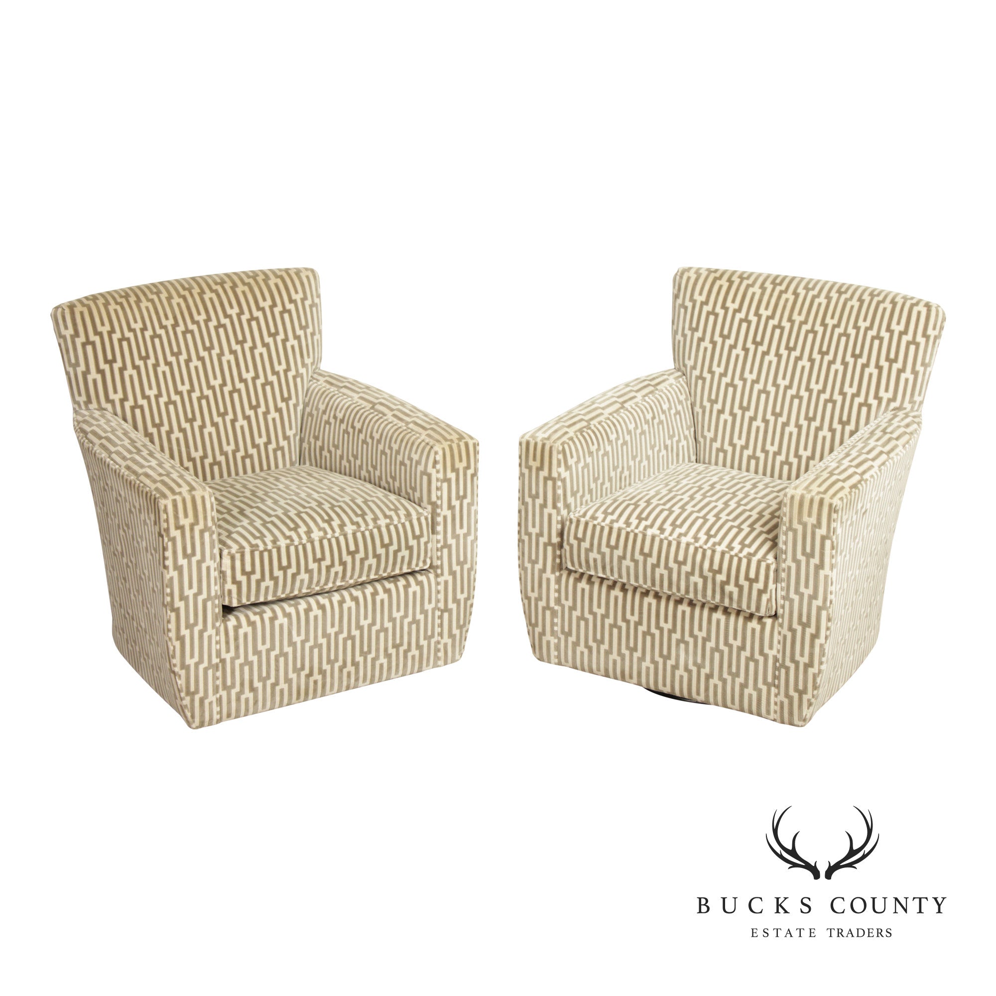 Crate & Barrel Pair of Swivel Lounge Chairs