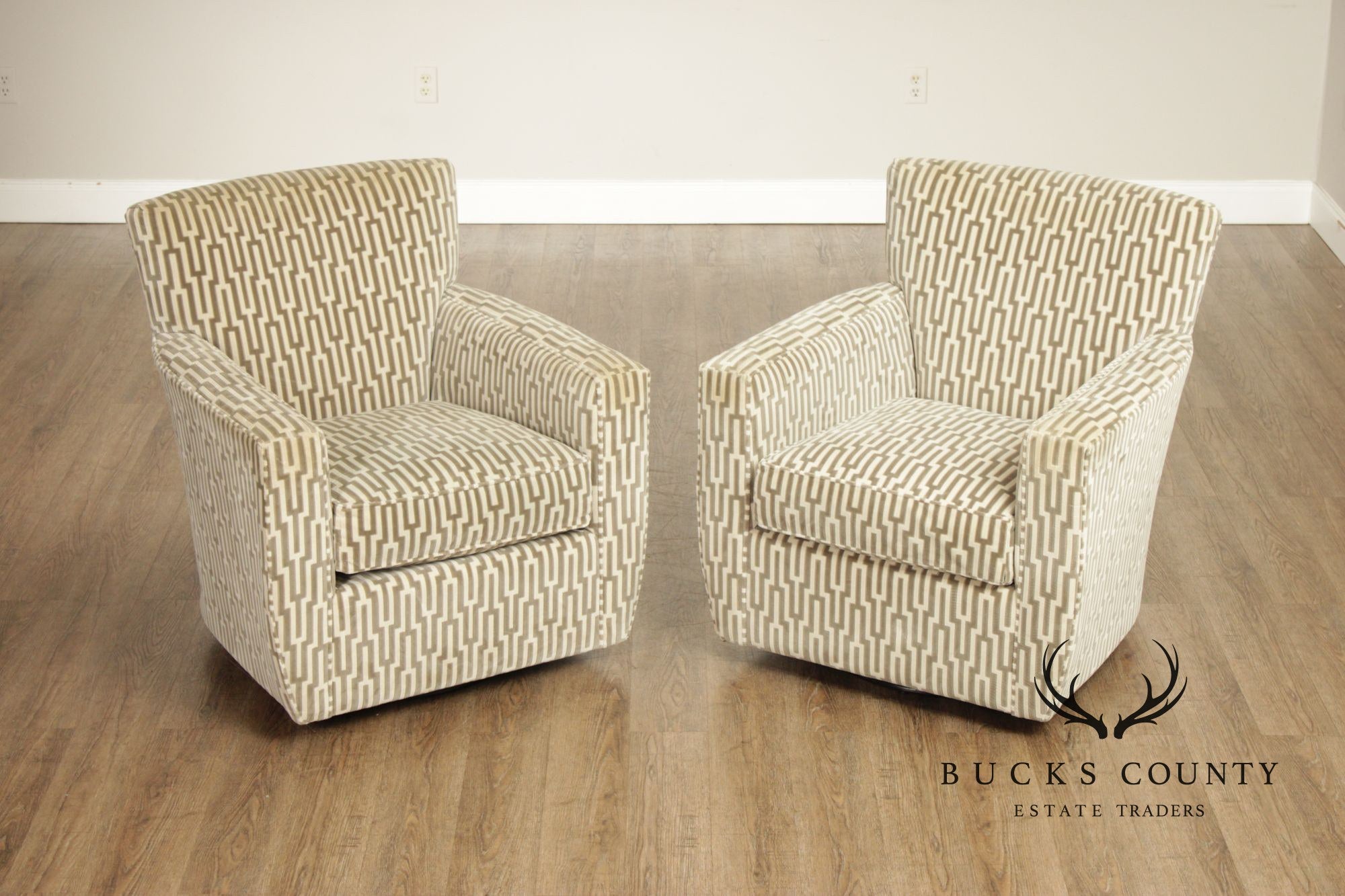 Crate & Barrel Pair of Swivel Lounge Chairs