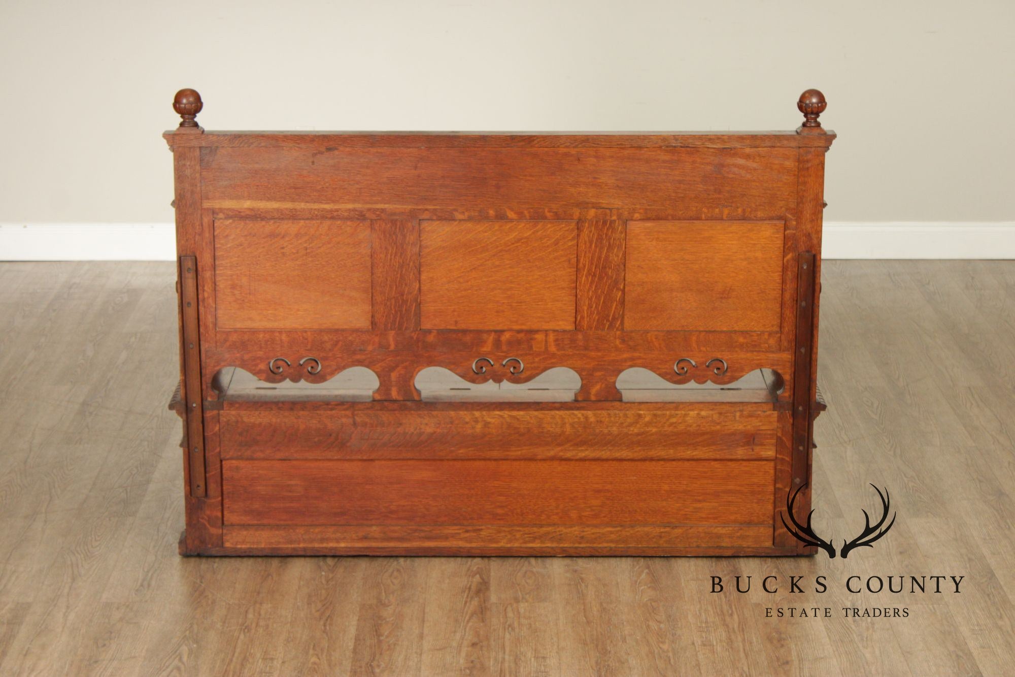 Antique Victorian Gothic Revival Carved Oak Monks Bench With Lift Seat Storage