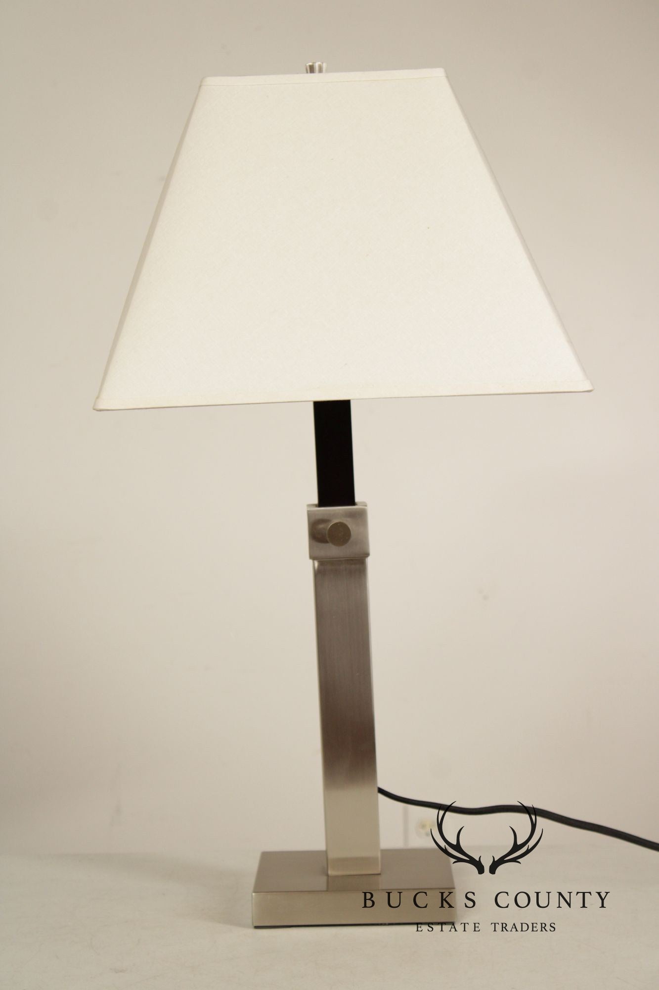 Crate & Barrel Contemporary Pair of 'Denley' Steel Table Lamps
