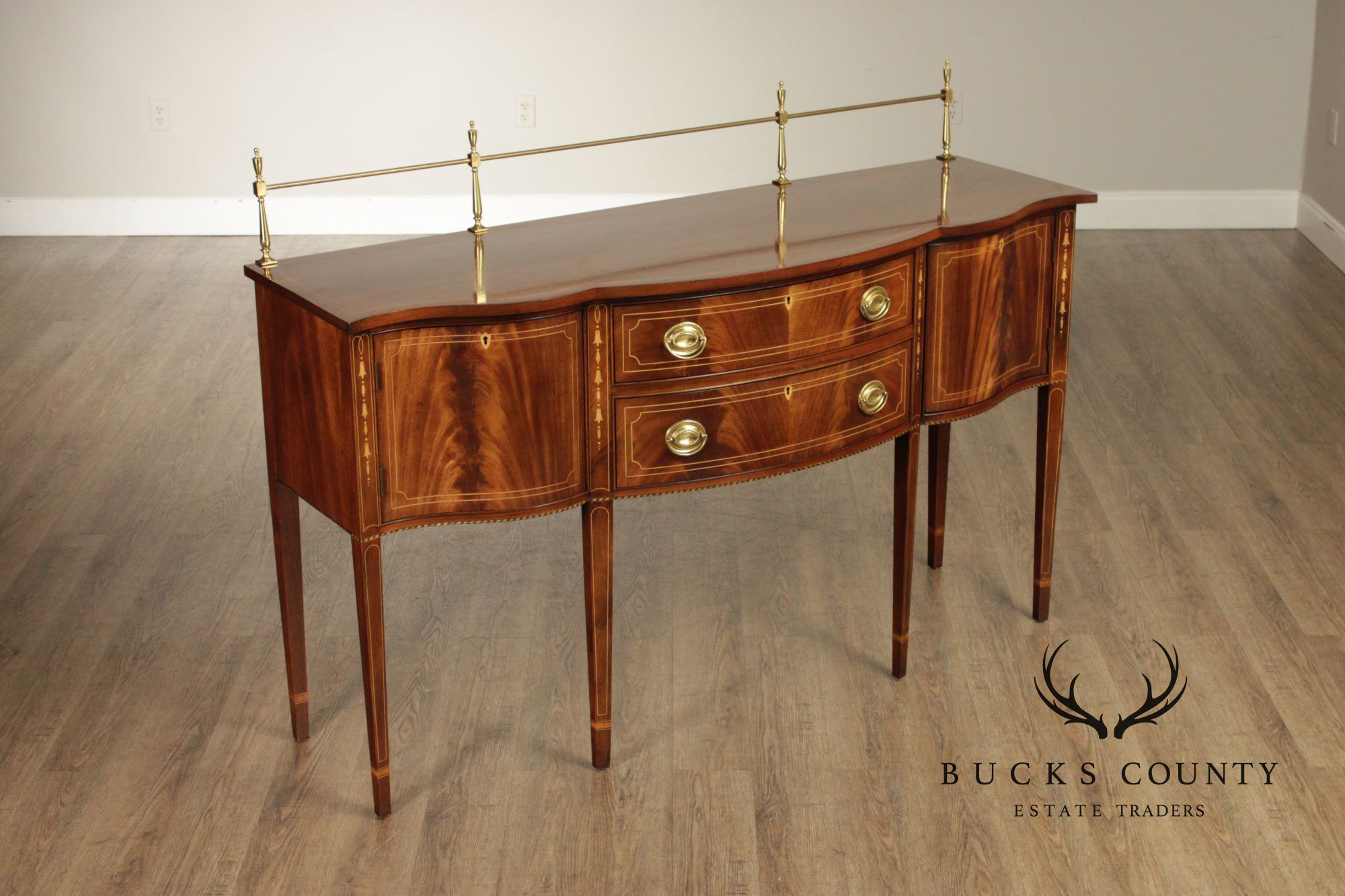 Stickley Federal Style Mahogany Sideboard With Inlay And Brass Gallery