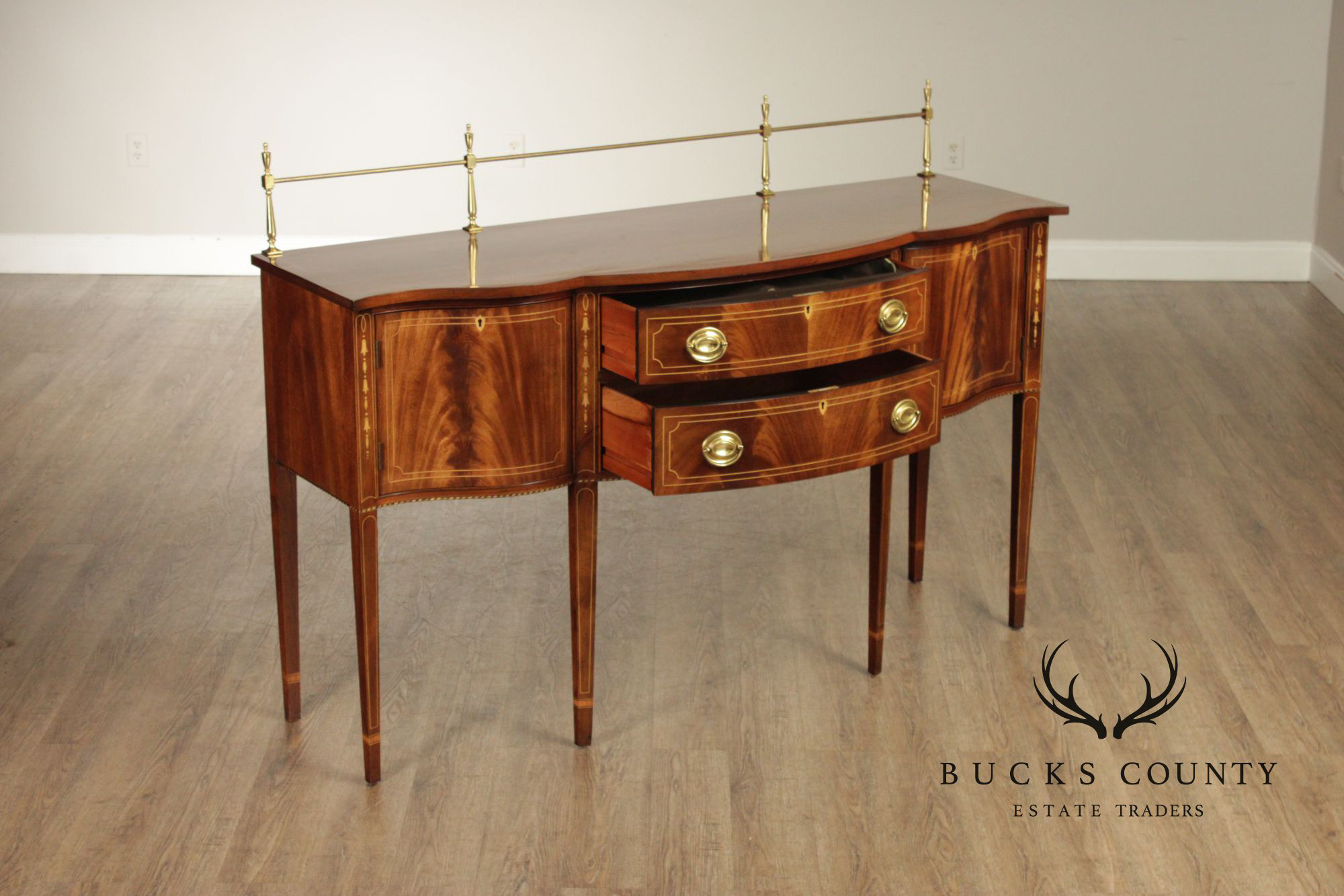 Stickley Federal Style Mahogany Sideboard With Inlay And Brass Gallery