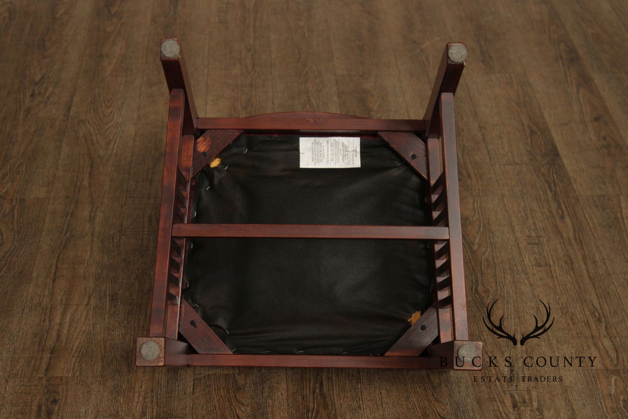 Zimmerman Mission Style Custom Set Of Four Cherry And Leather Spindle Dining Chairs