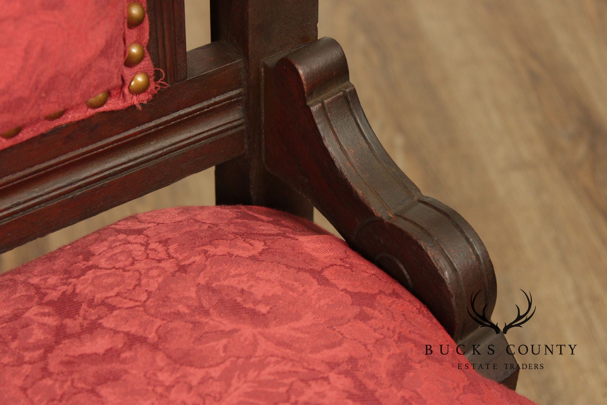 Antique American Gothic Revival Pair of Carved Walnut Side Chairs