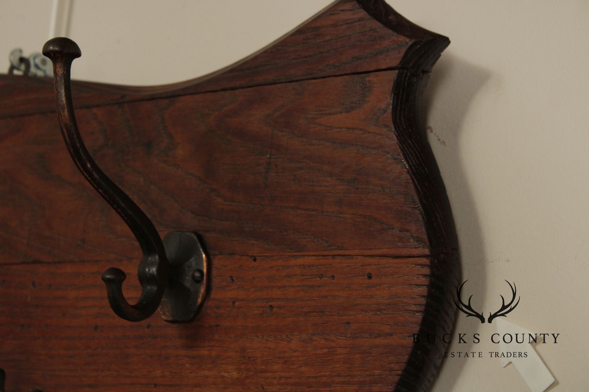 Antique Oak Wall-Mounted Coat Rack
