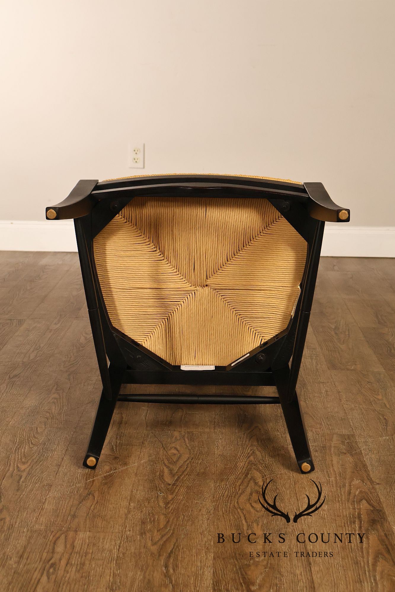 Ethan Allen 'Maison' Set of Seven French Country Style Rush Seat Dining Chairs