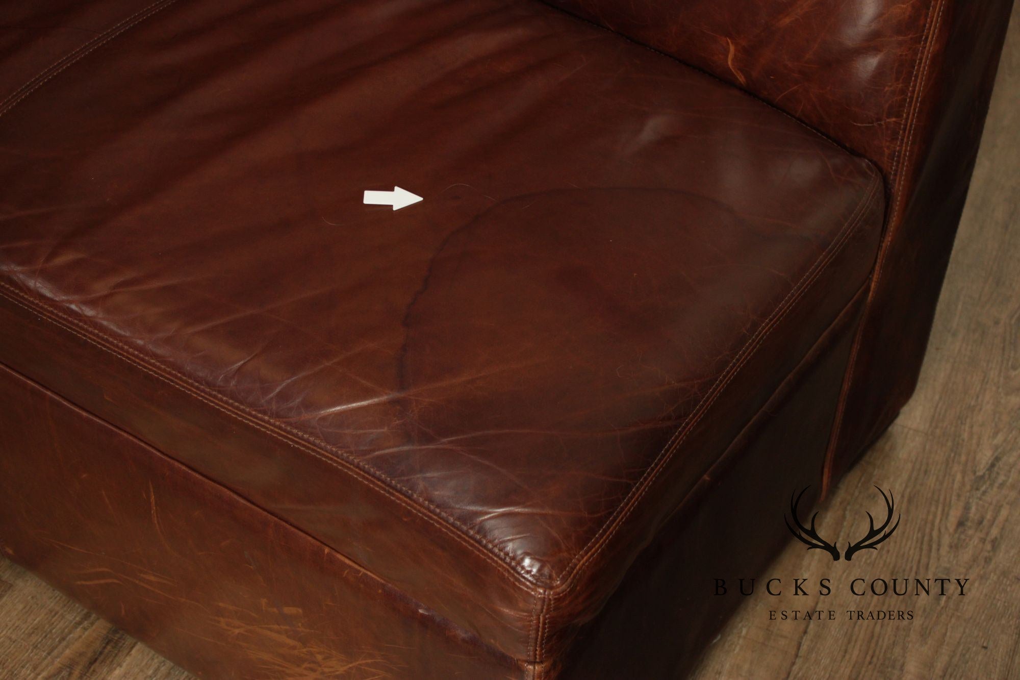 Quality Pair Of Brown Leather Banquette Benches