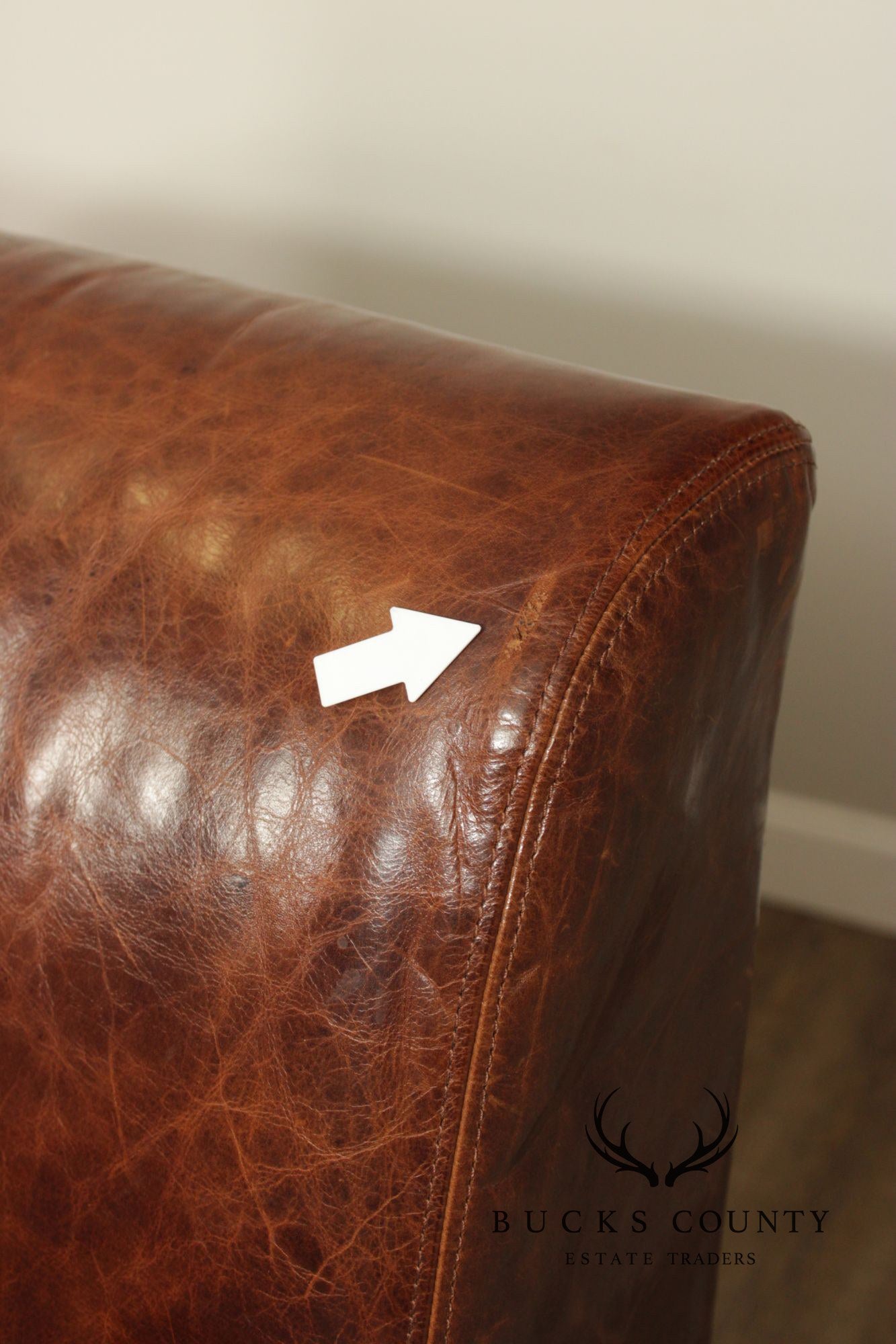 Quality Pair Of Brown Leather Banquette Benches